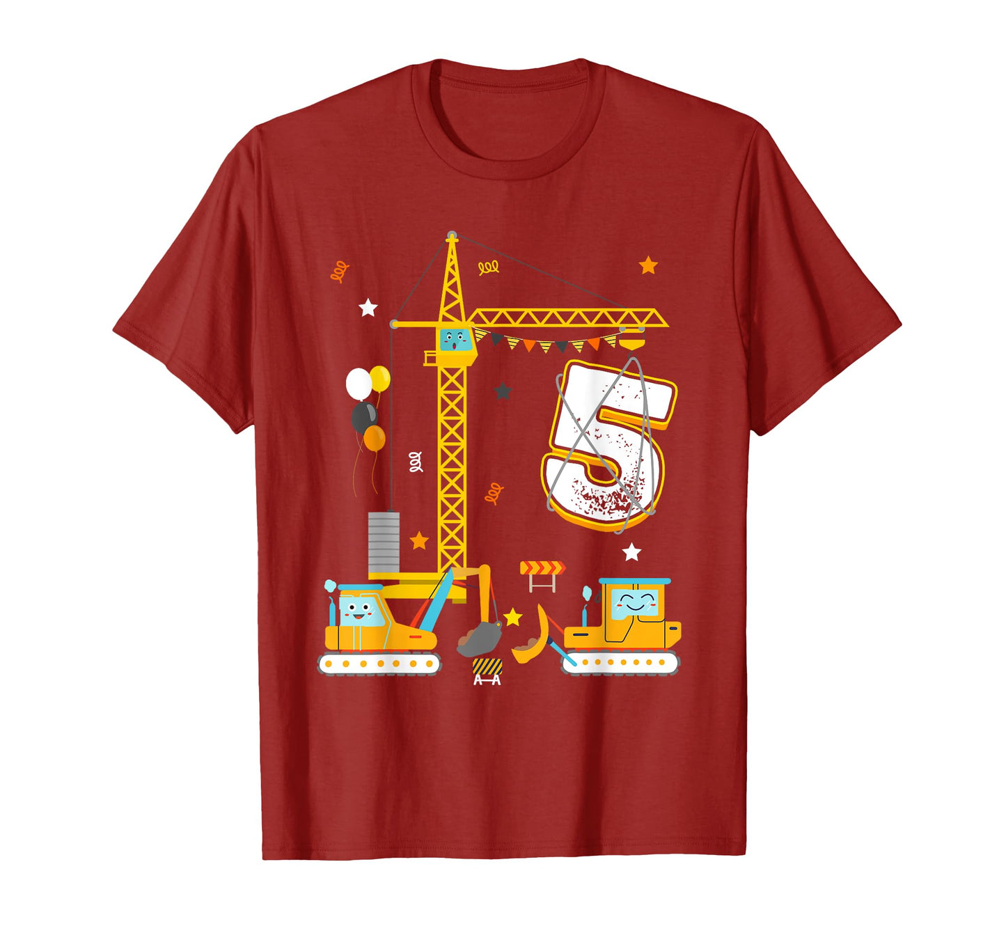5th Construction Birthday Party Five Year Old Boy 5 Yr T-Shirt