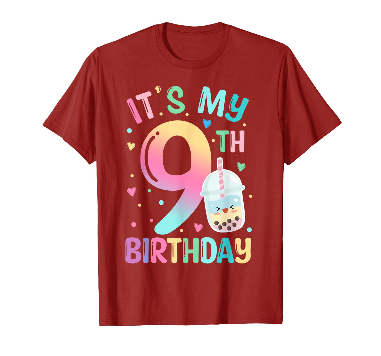 It's My 9th Birthday Bubble Boba Tea Party 9 Year Old Girl T-Shirt