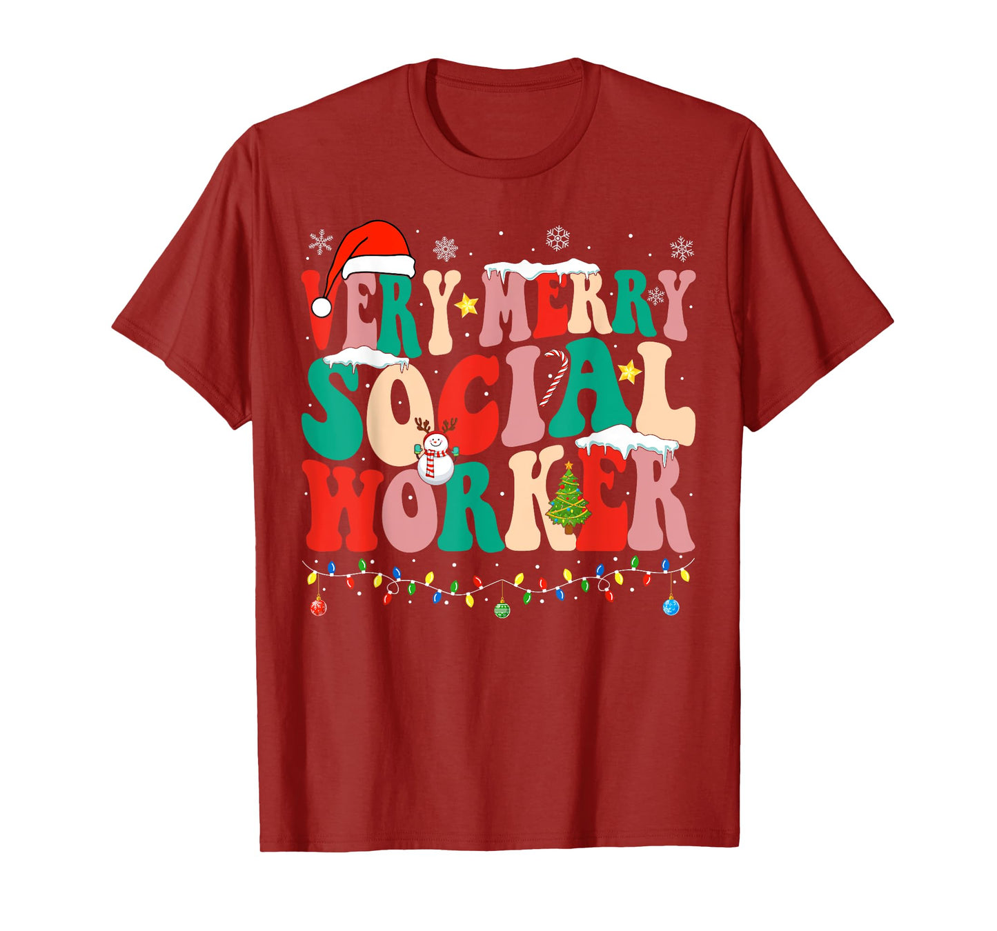 Very Merry Social Worker Xmas Cool Christmas Social Worker T-Shirt