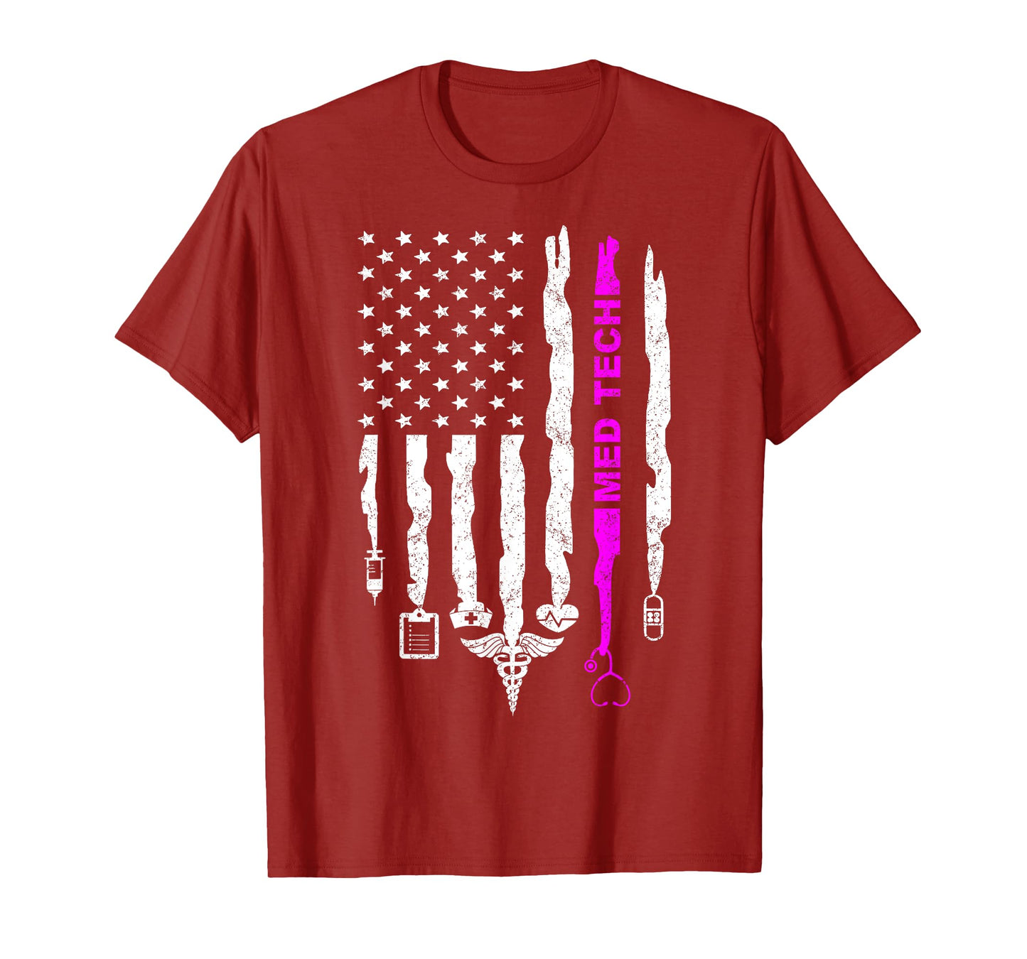 Funny Patriotic Med Tech USA Flag Nurses Med Tech Week Gifts Women Men T-Shirt