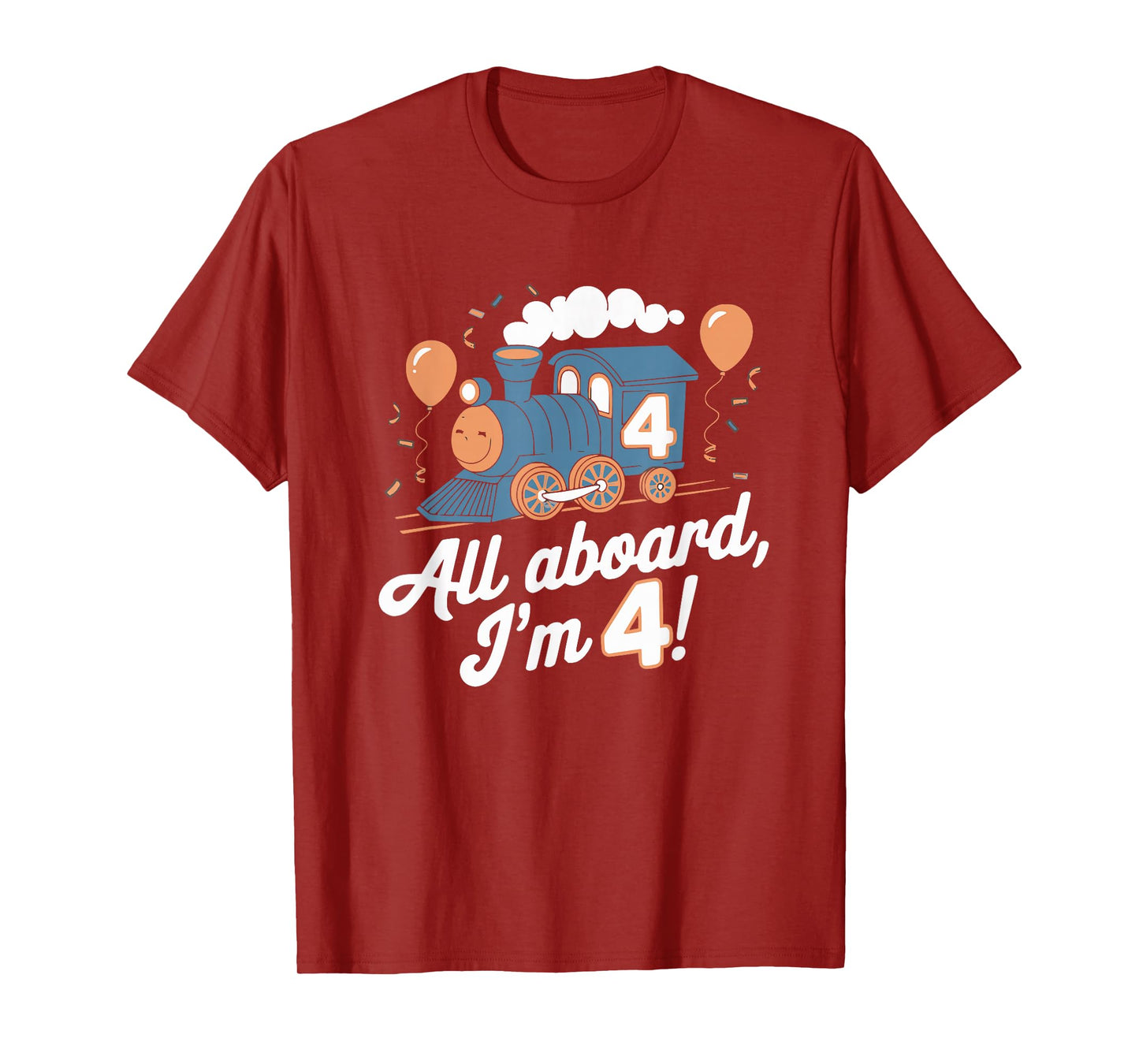 Train 4th Birthday All Aboard I'm 4 Design For Kids T-Shirt