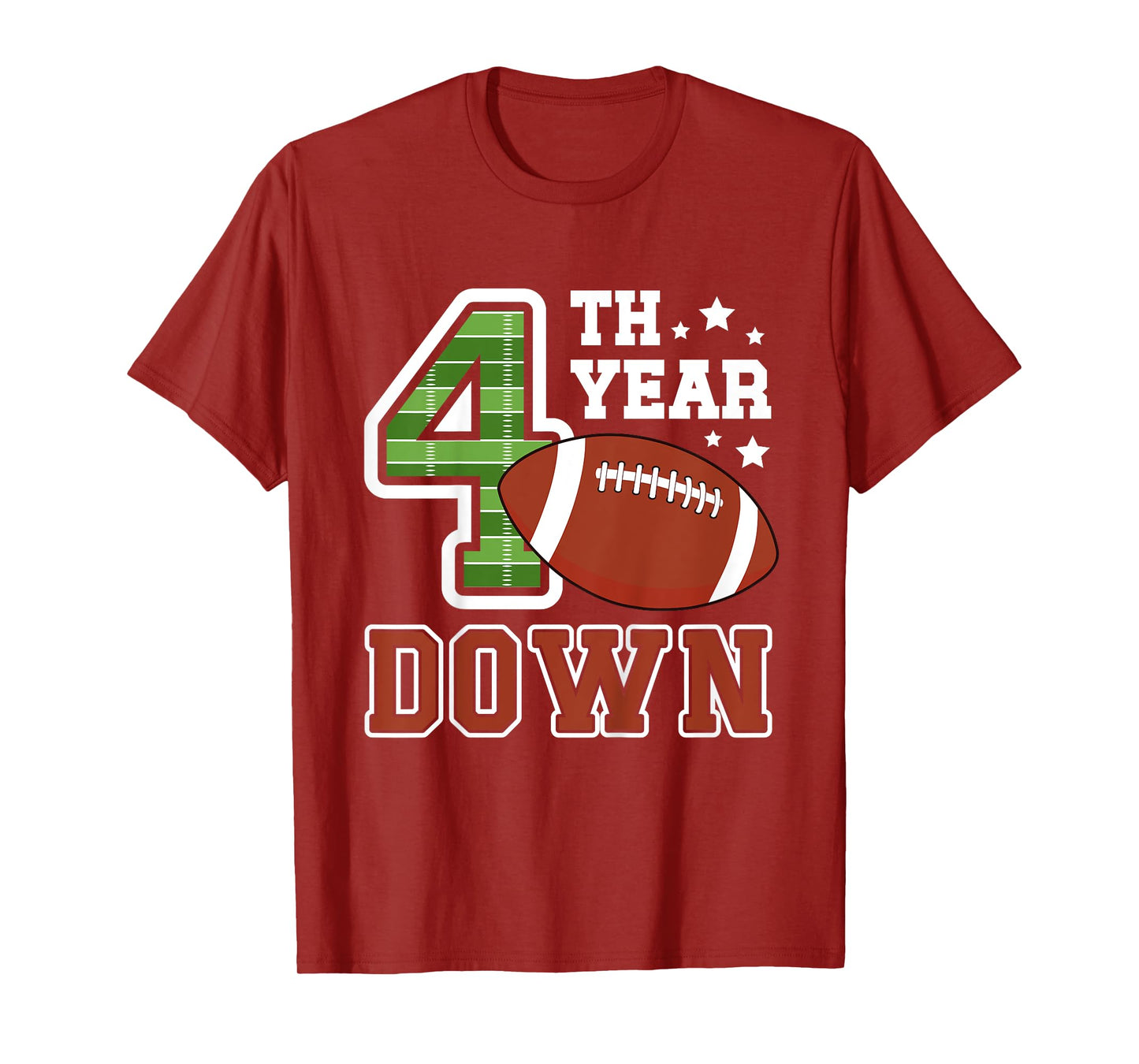 Kids 4th Football Birthday Party 4 Year Old Football Player T-Shirt