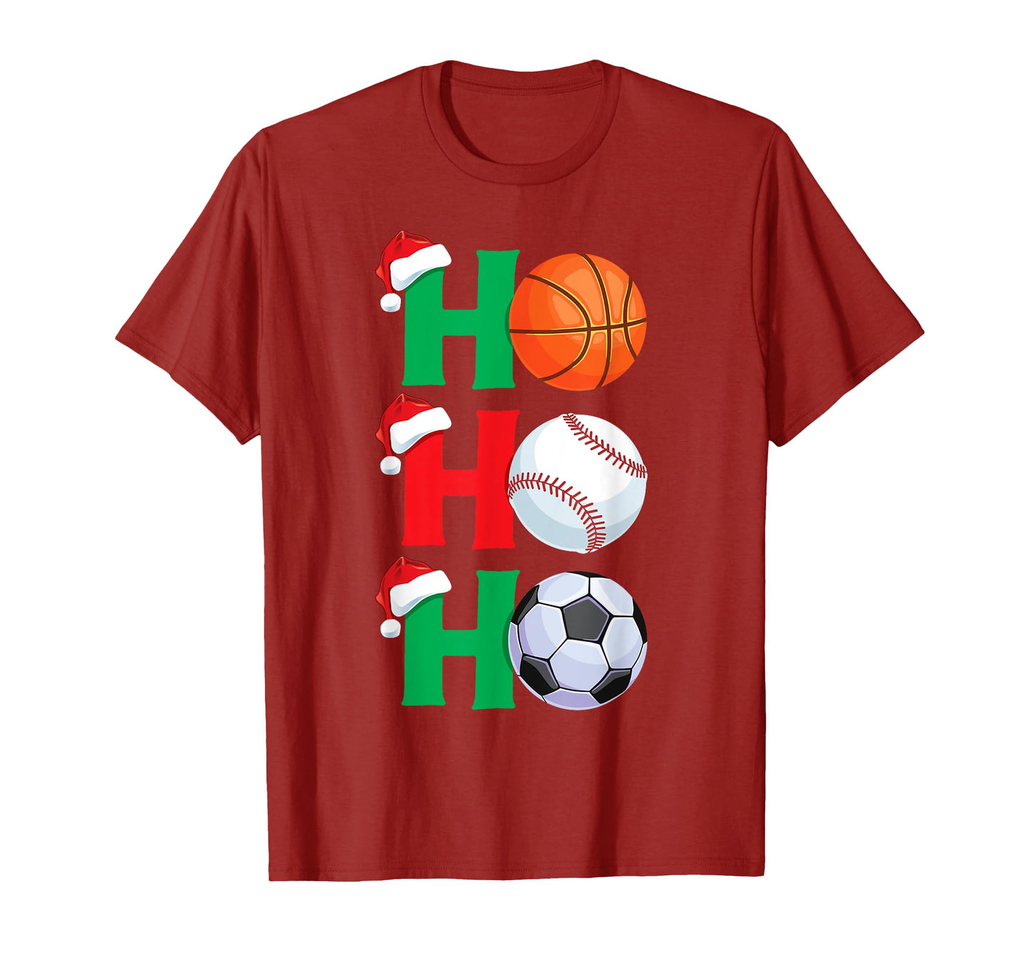 Ho Ho Ho Boys Christmas Sports Basketball Baseball Soccer T-Shirt