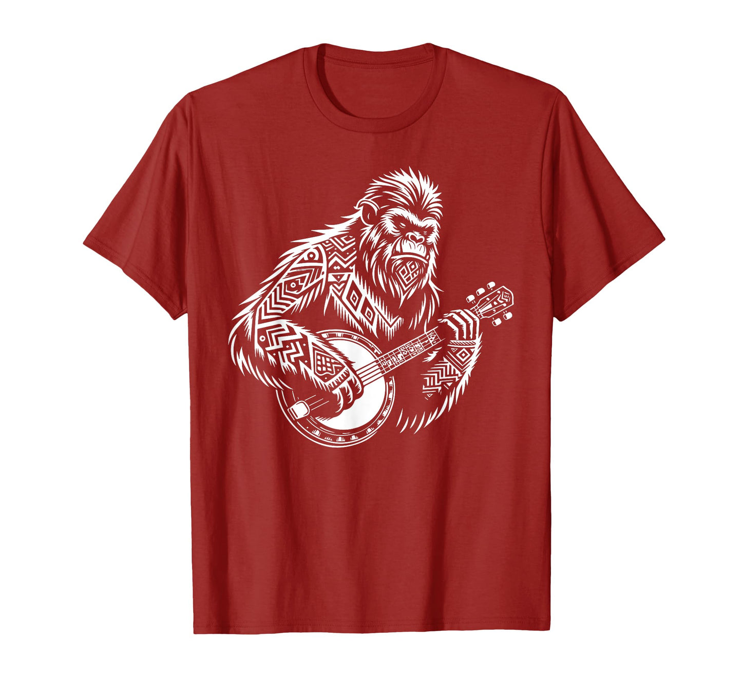 Zen Bigfoot Playing Banjo Tribal Art Music Fest Sasquatch T-Shirt