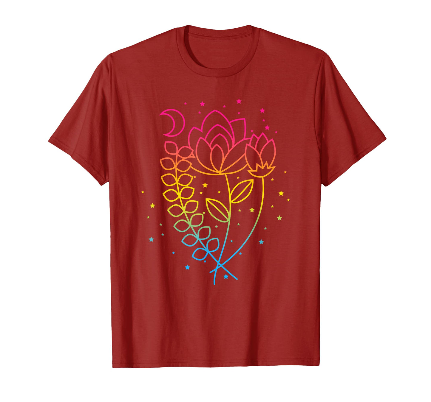 Pansexual Floral Pan Pride Flag Colors Subtle Boho Lotus T-Shirt
