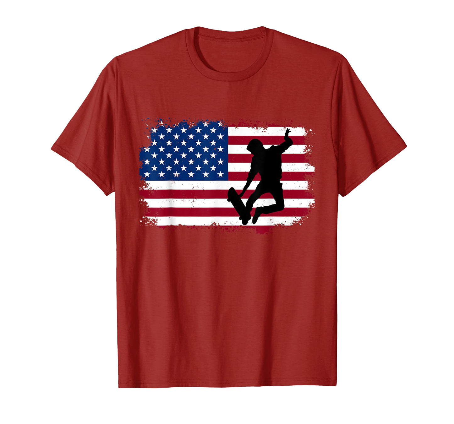 Skateboarding Skater Skate Board American Flag Men Boys T-Shirt