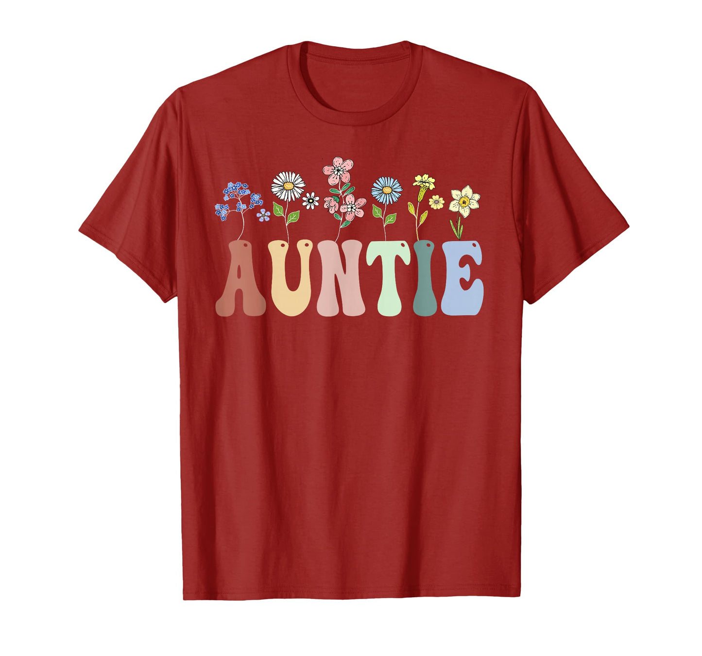 Auntie Gifts Women Wildflower Floral Design Auntie T-Shirt