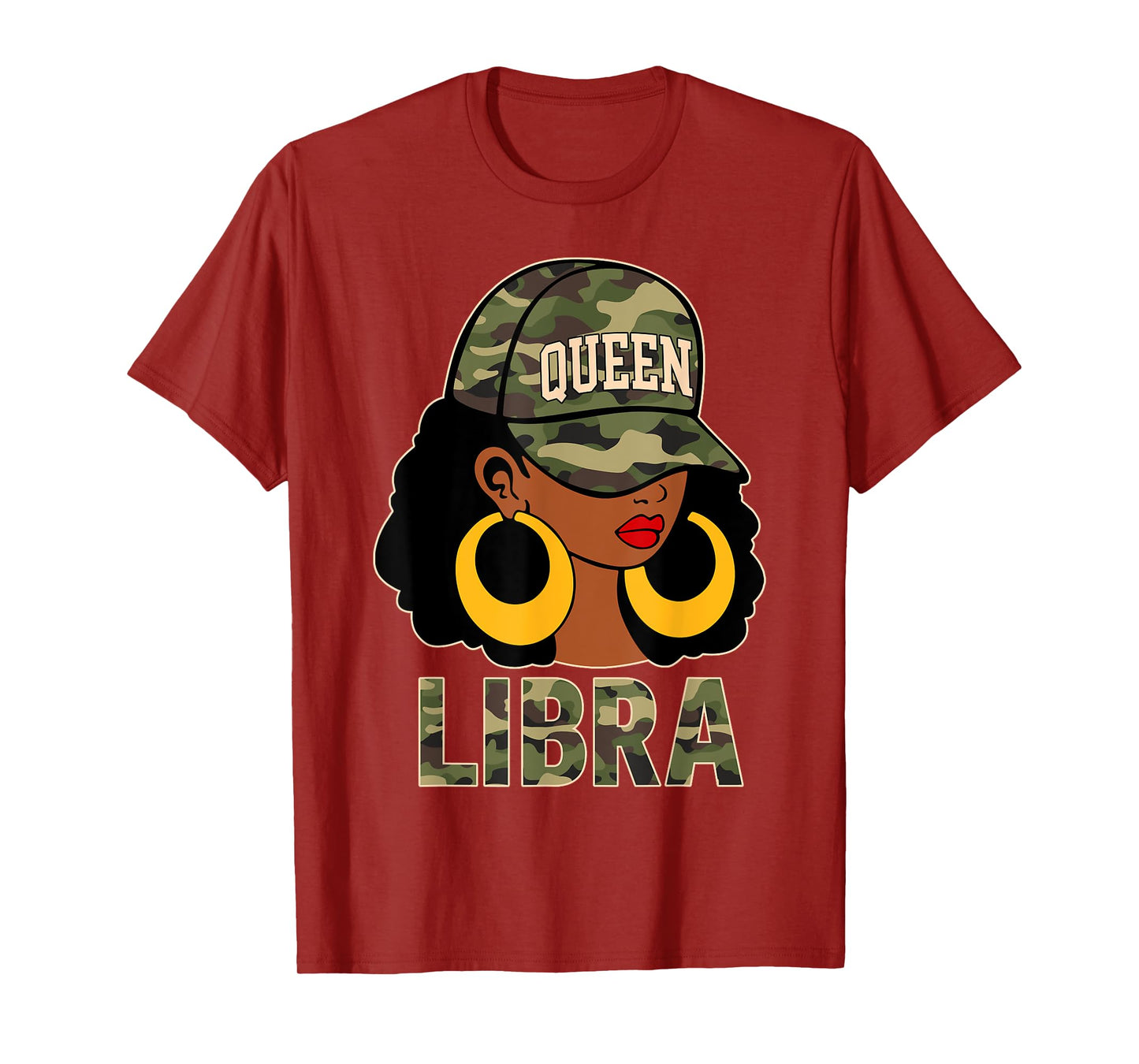 Libra Queen Black Woman Cap Hat Camo Afro Girl Zodiac T-Shirt