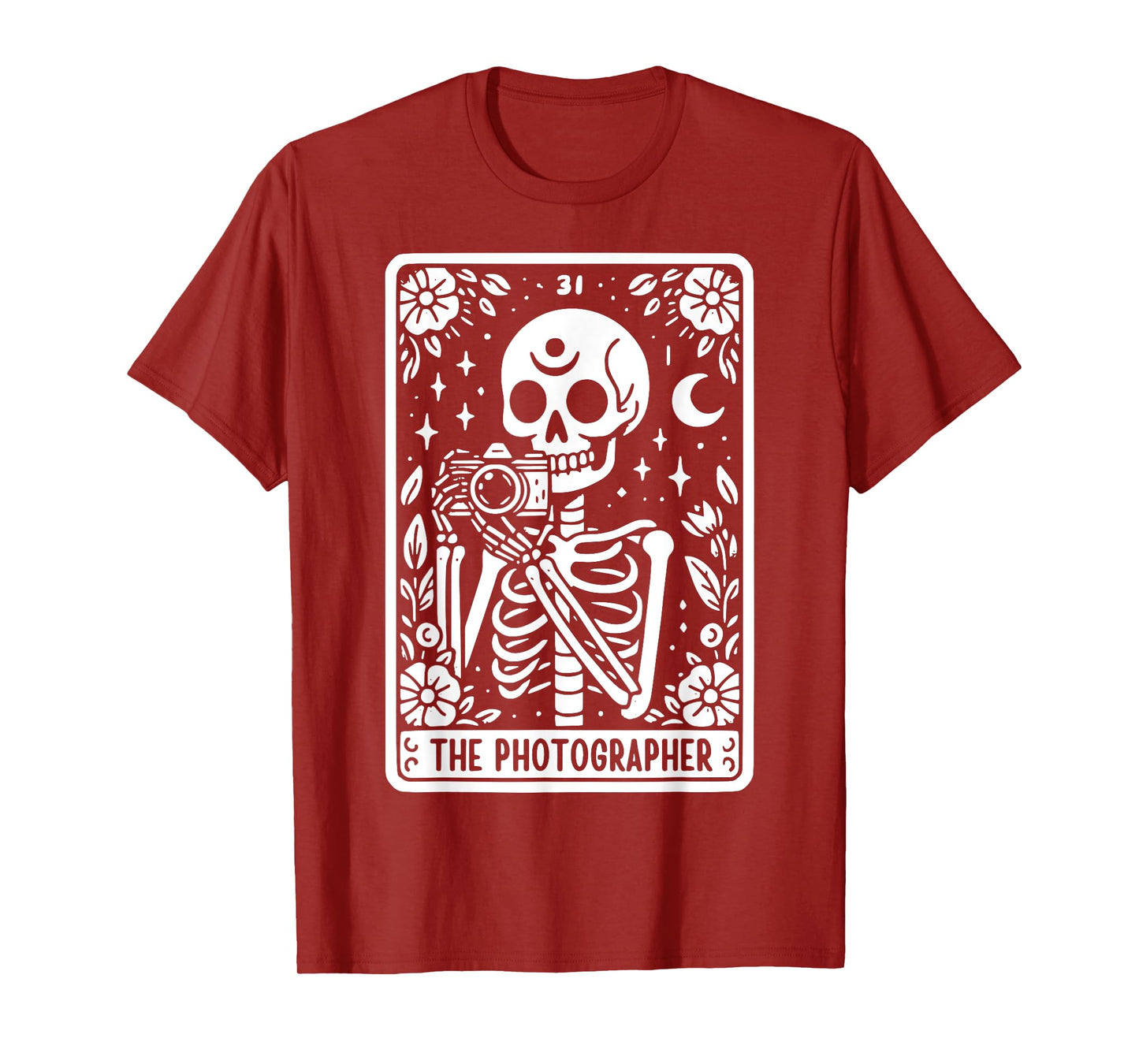 The Photographer Skeleton Tarot Card Photographer Cameraman T-Shirt