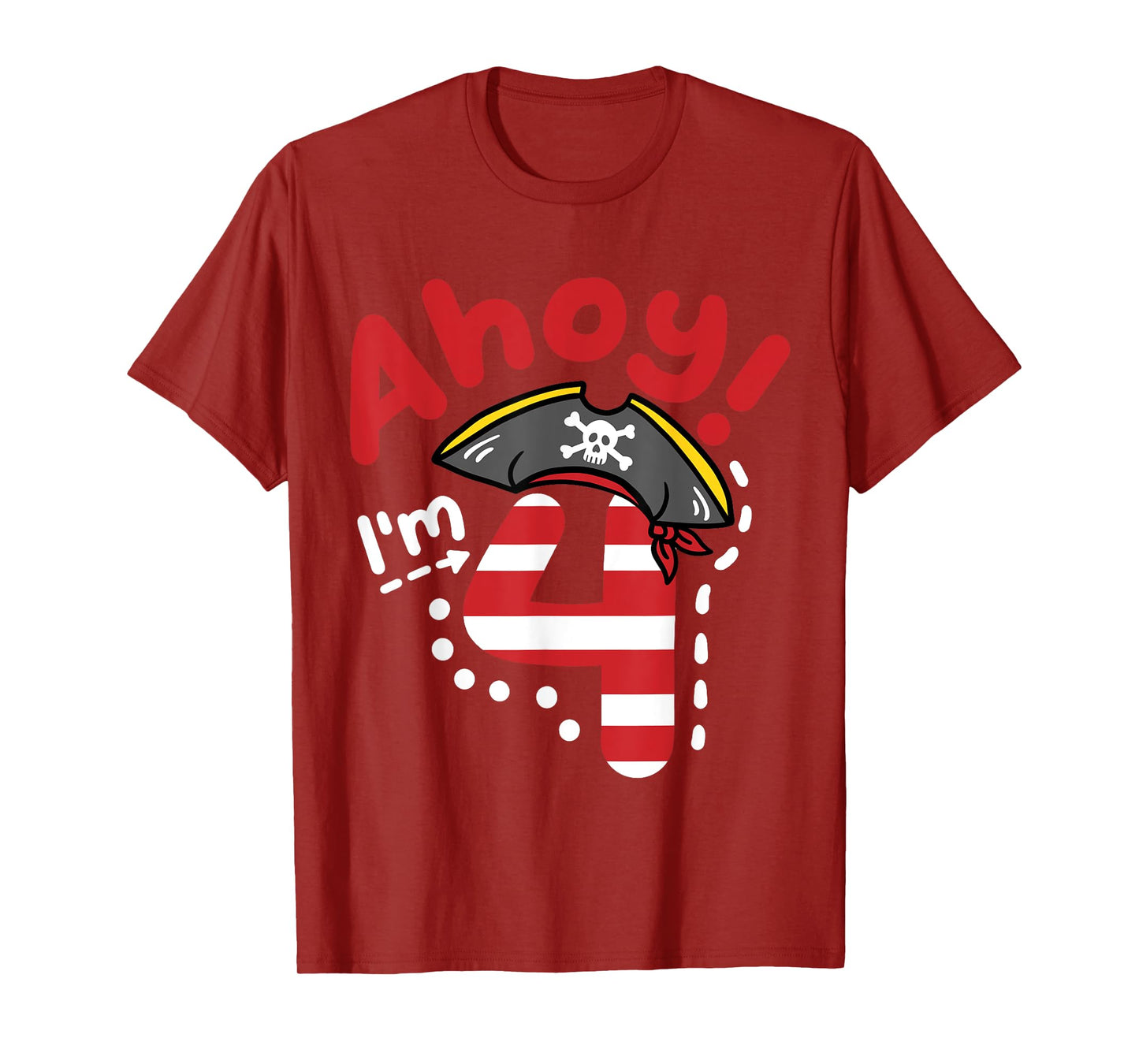 Ahoy I'm 4, Cool Pirate Theme 4th Birthday Party Boys Girls T-Shirt