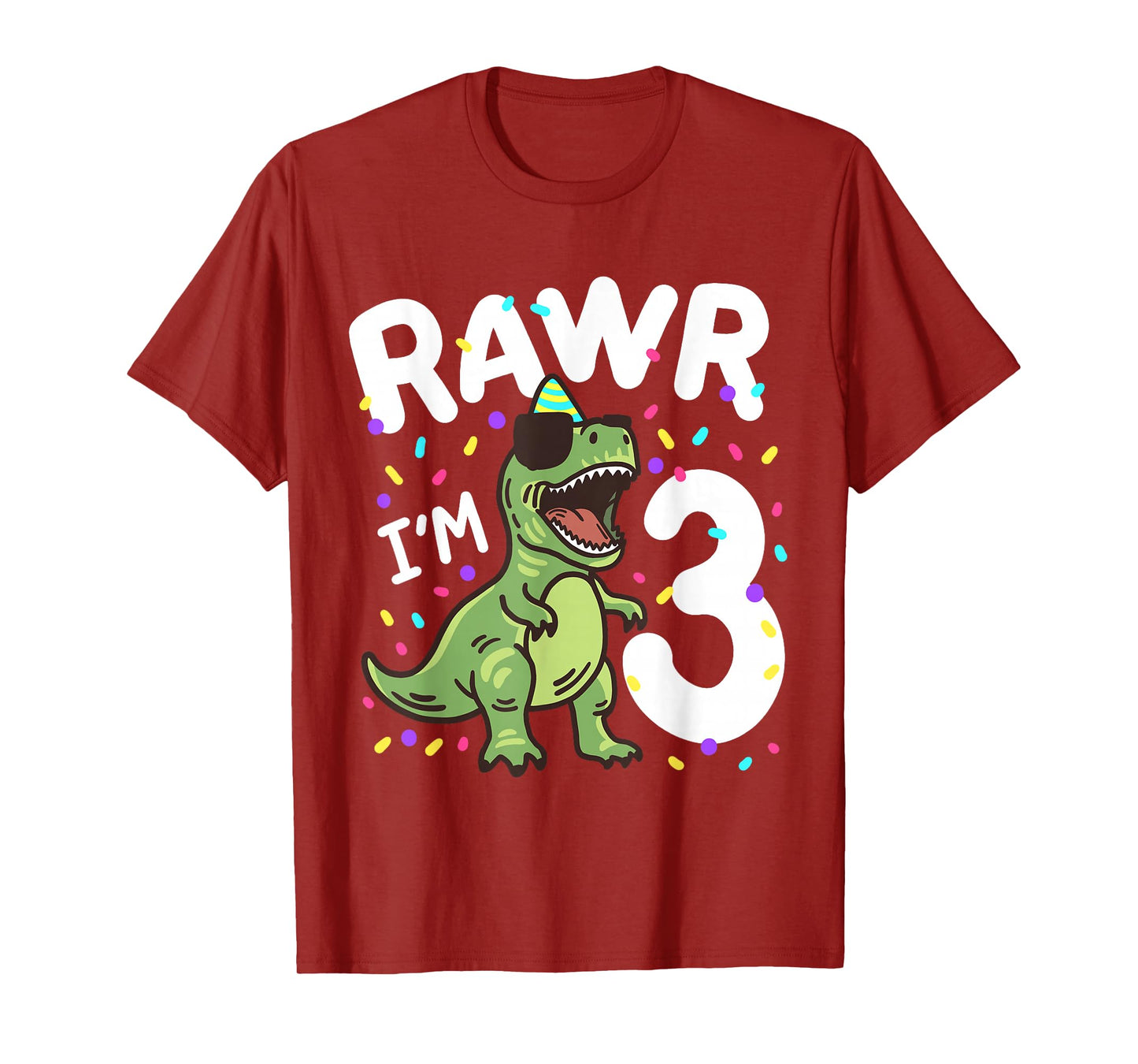 Three Rawr I'm 3 Years Old T Rex Dinosaur 3rd Birthday Boys T-Shirt