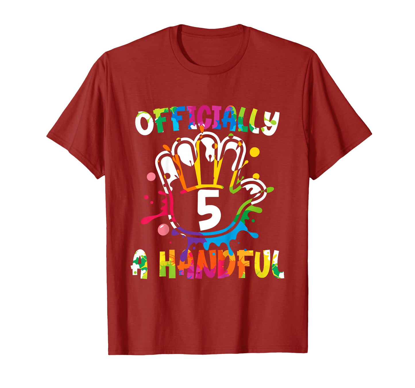 Kids Officially A Handful Funny 5th Birthday Boy Girl Turning 5 T-Shirt