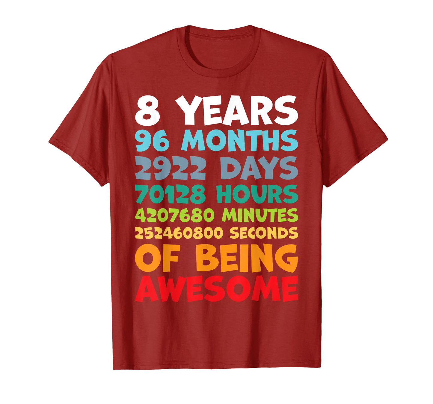 8 Year Old BDay Decorations Son Boy 8yr 8th Birthday T-Shirt