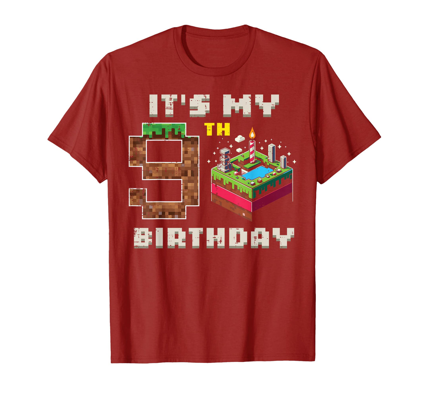 My 9th Birthday Pixel Game 9 Cake Video Gamer Boys Kid Youth T-Shirt