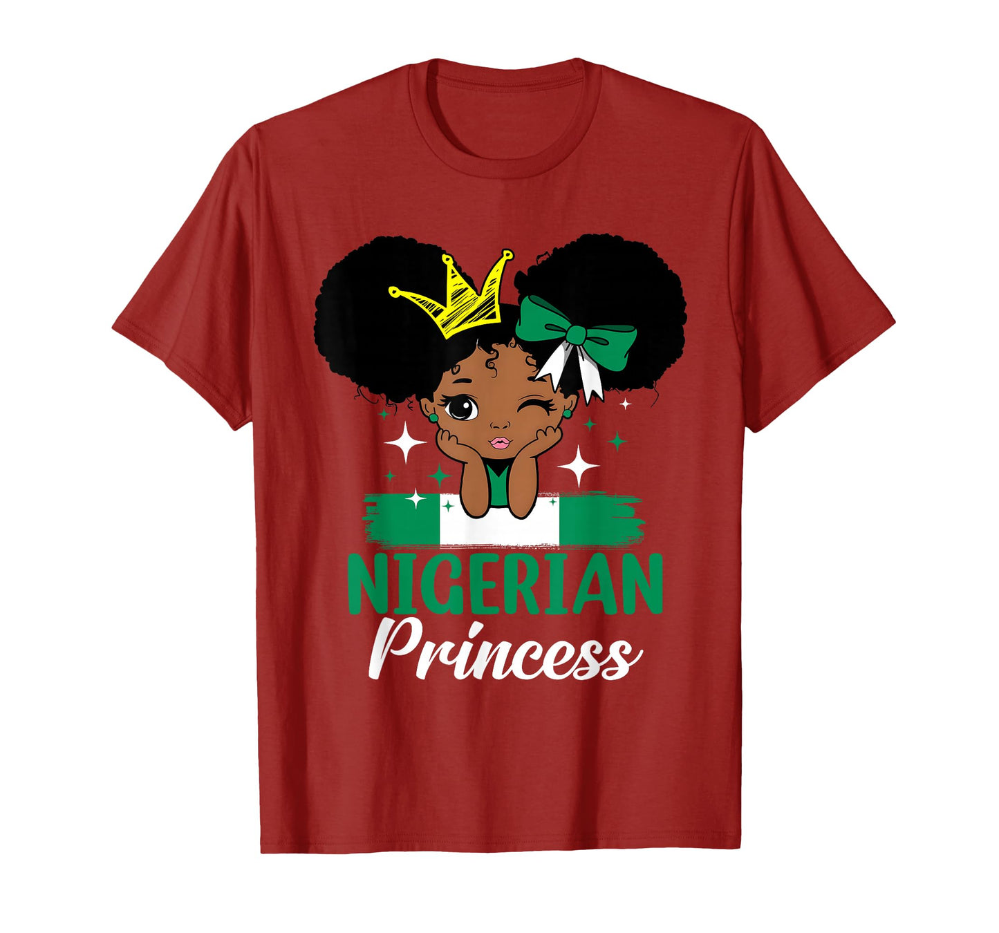 Nigerian Princess Nigeria Girl Melanin Cute Nigerian Flag T-Shirt