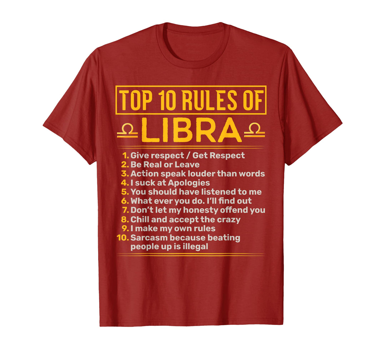 Top 10 Rules Of Libra Balance Astrology Sign Birthday T-Shirt