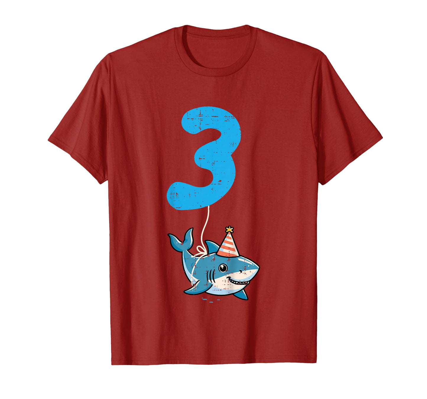 3rd Birthday Shark 3 Hat Three Year Old Bday Boys Girls Kids T-Shirt