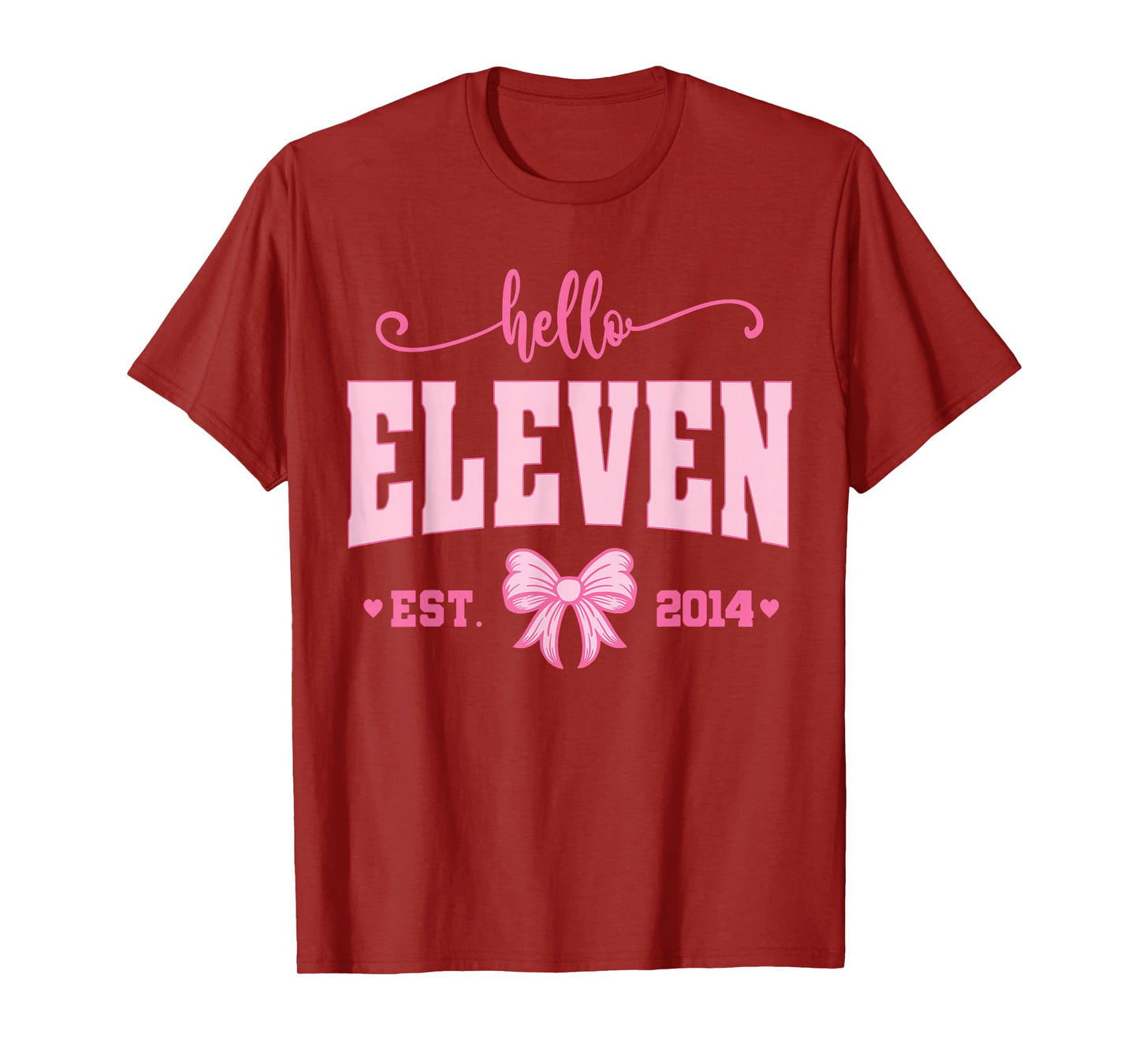 Hello Eleven Est 2014 Coquette Bow 11th Birthday Girl T-Shirt