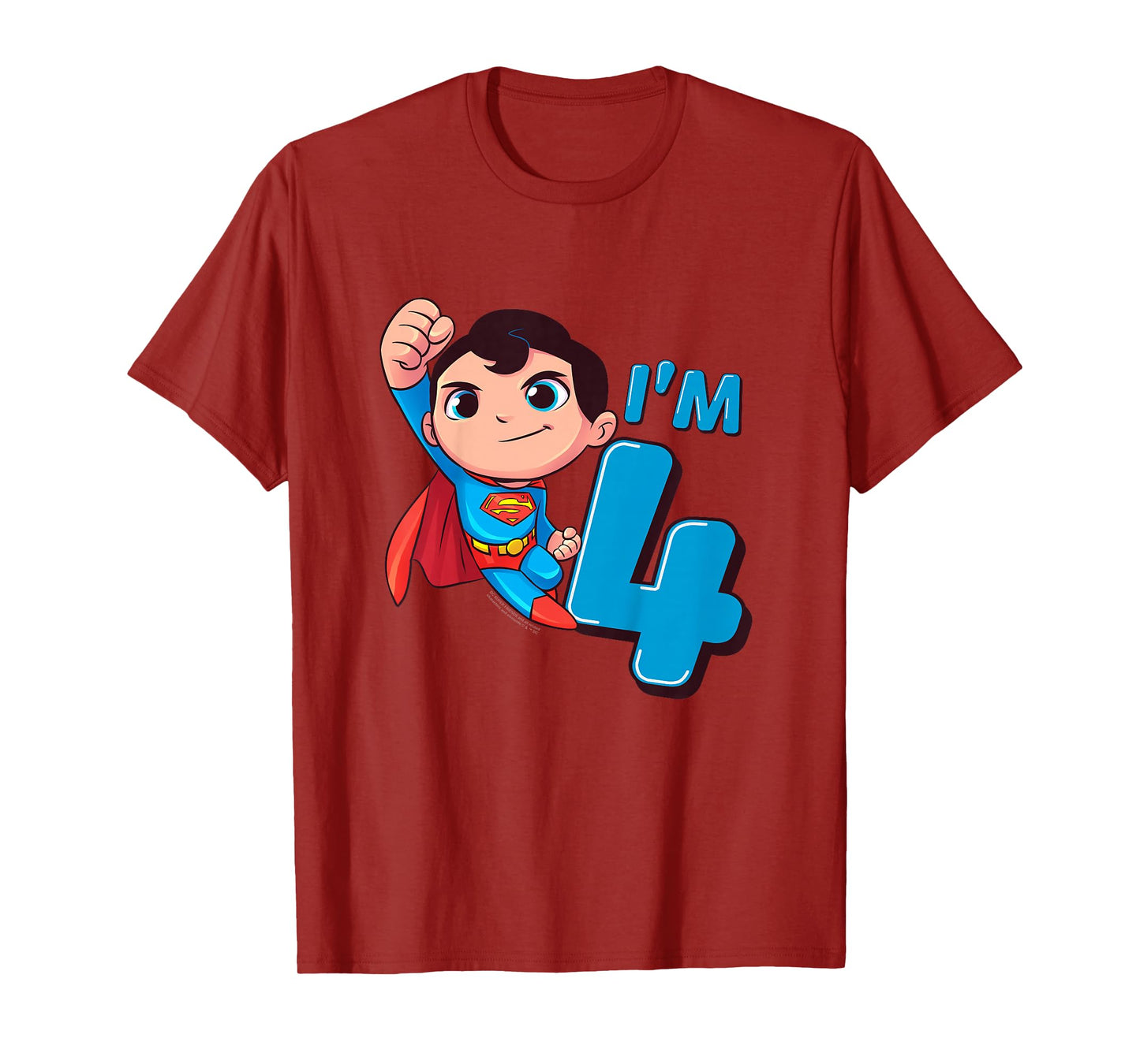 Kids Superman 4th Birthday Cute I'm 4 T-Shirt