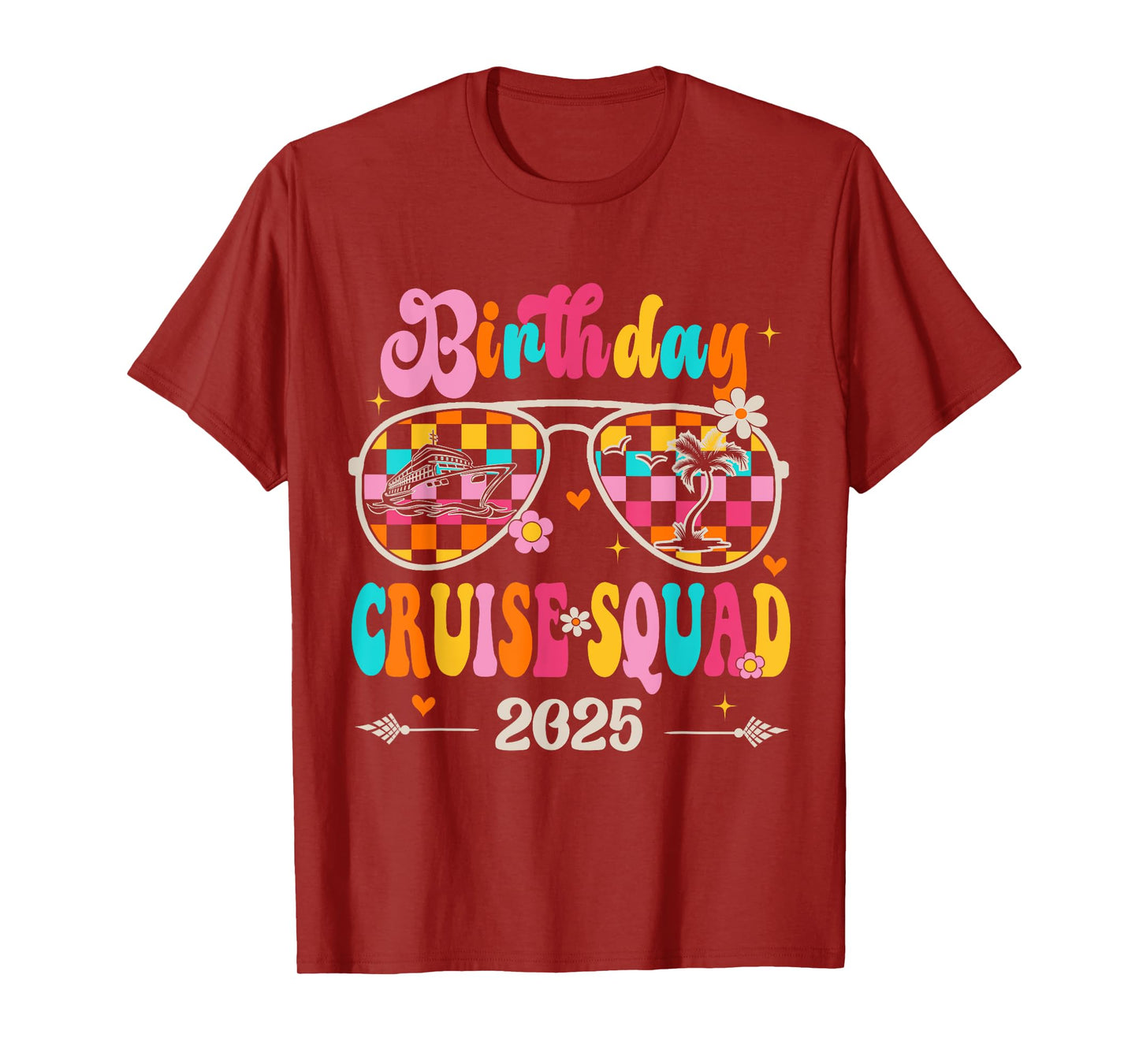Retro Birthday Cruise Squad 2025 Sunglasses Cruise Birthday T-Shirt