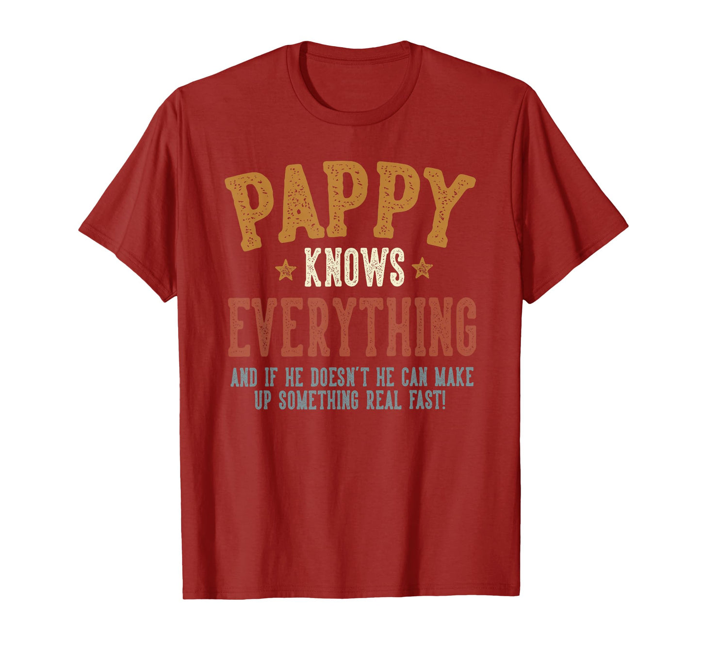 Pappy Knows Everything - Humorous Father's Day Pappy T-Shirt, Small, Black