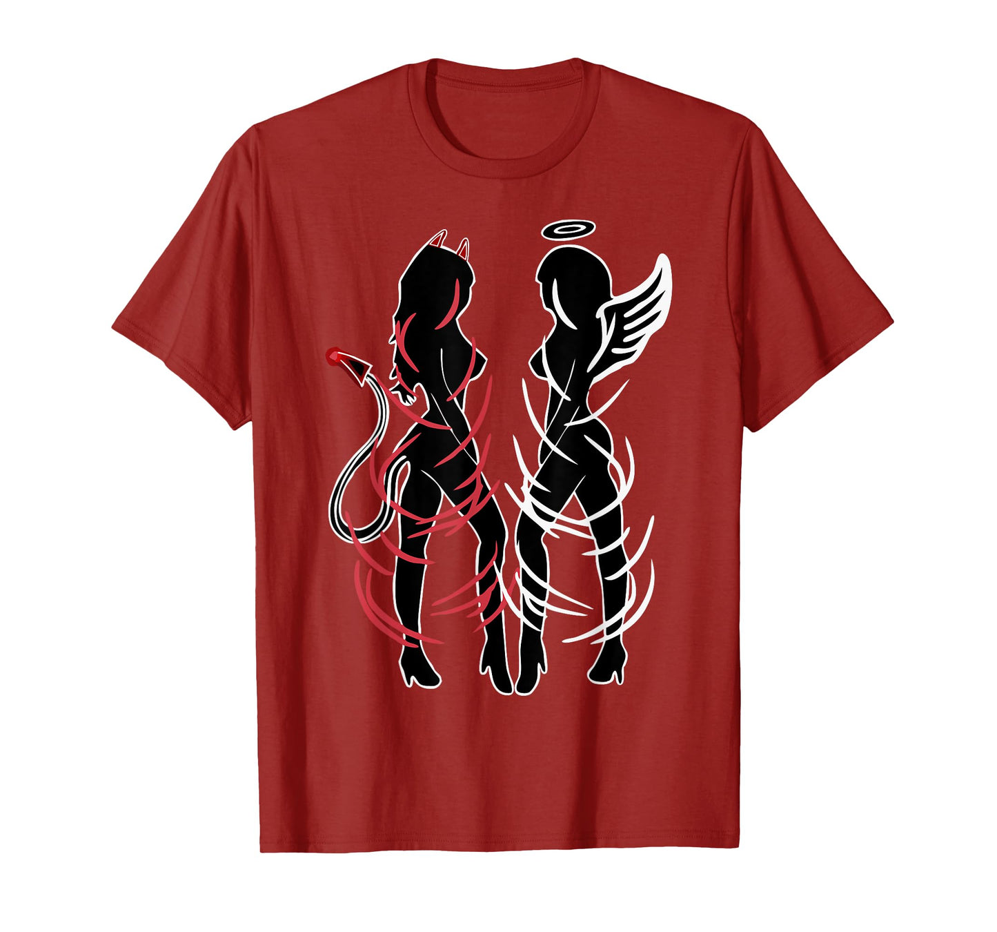 Sexy Women Illustration Duality Symbol Devil And Angel Girls T-Shirt