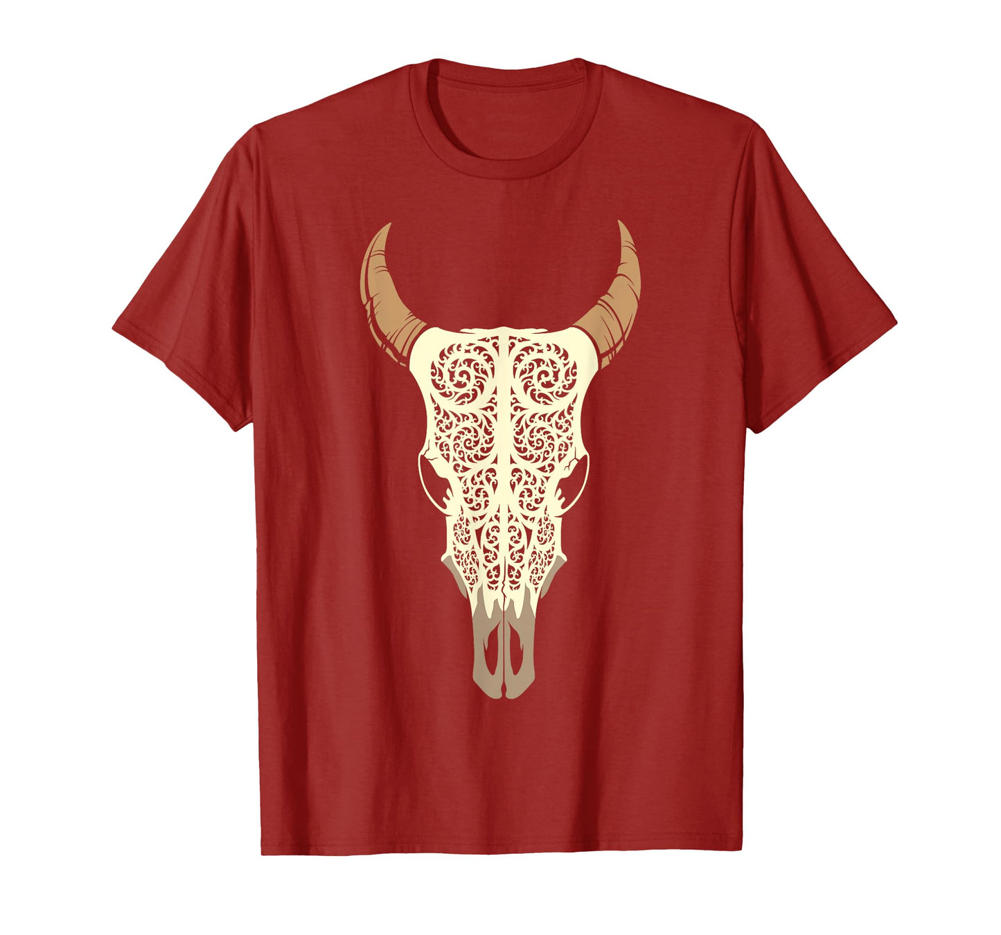 Steer Head Skull Shirt Cow Bull Horn Western Tribal Boho Tee T-Shirt