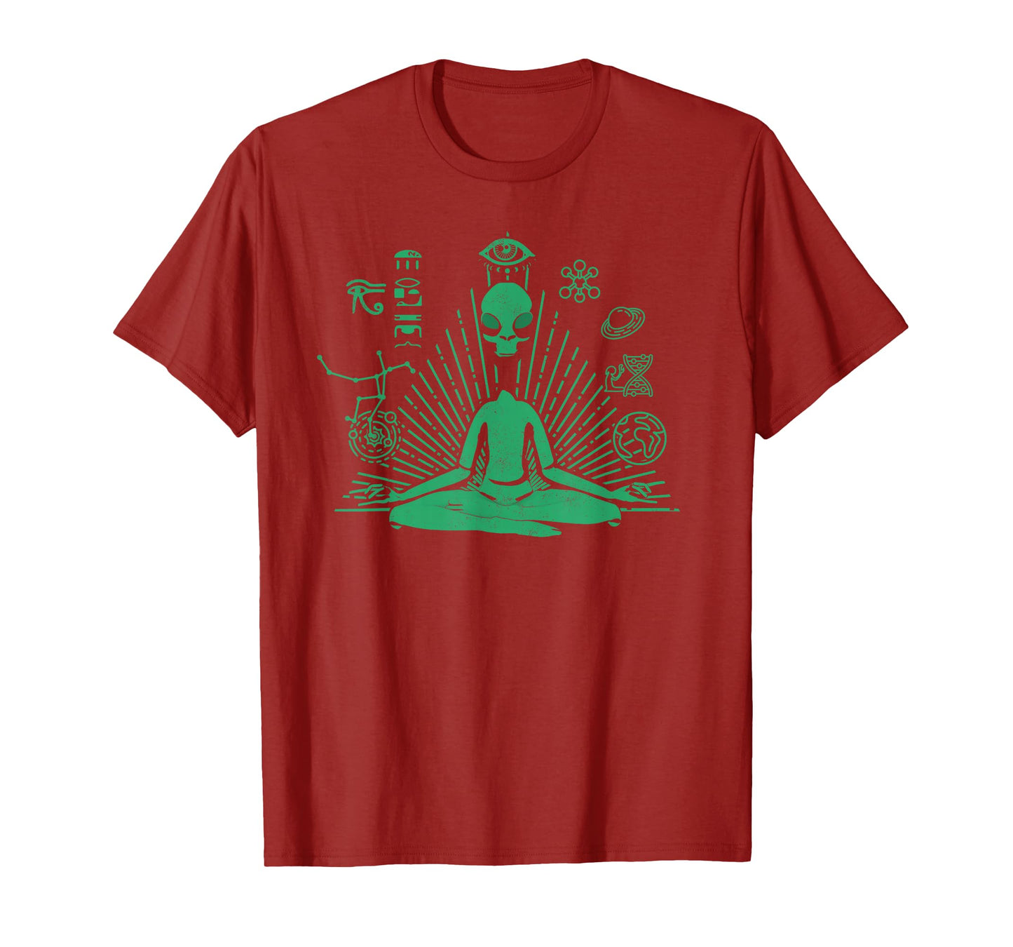 Green Alien Shirt UFO Zen Yoga Meditation Funny T-Shirt