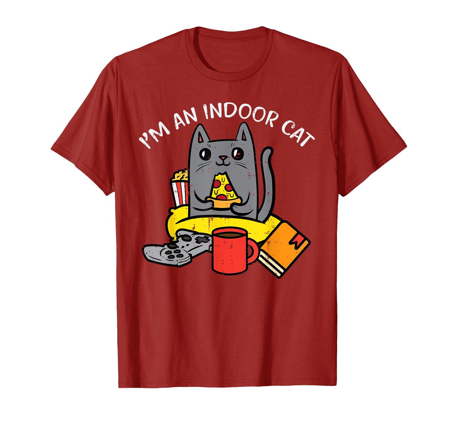 Im Indoor Cat Gaming Controller Pizza Gamer Men Boys Kids T-Shirt