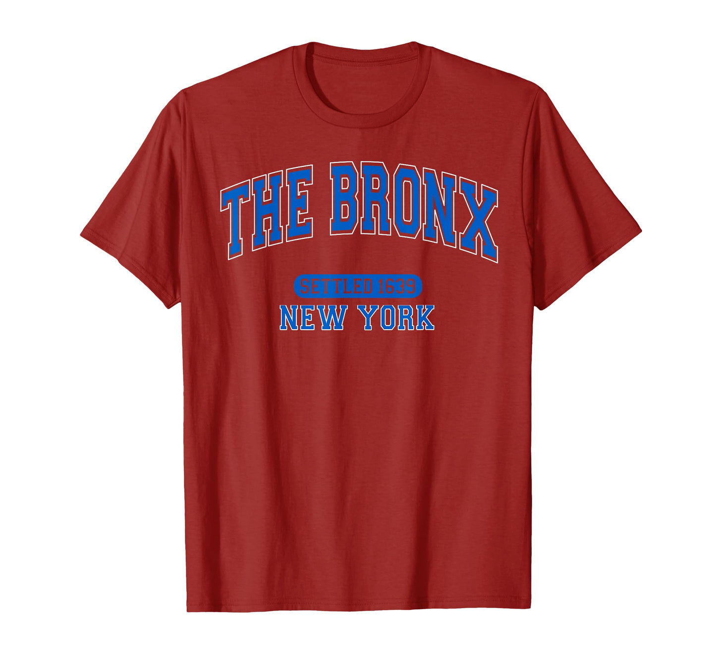 The Bronx New York Settled 1639 Vintage Sports Arched Blue T-Shirt