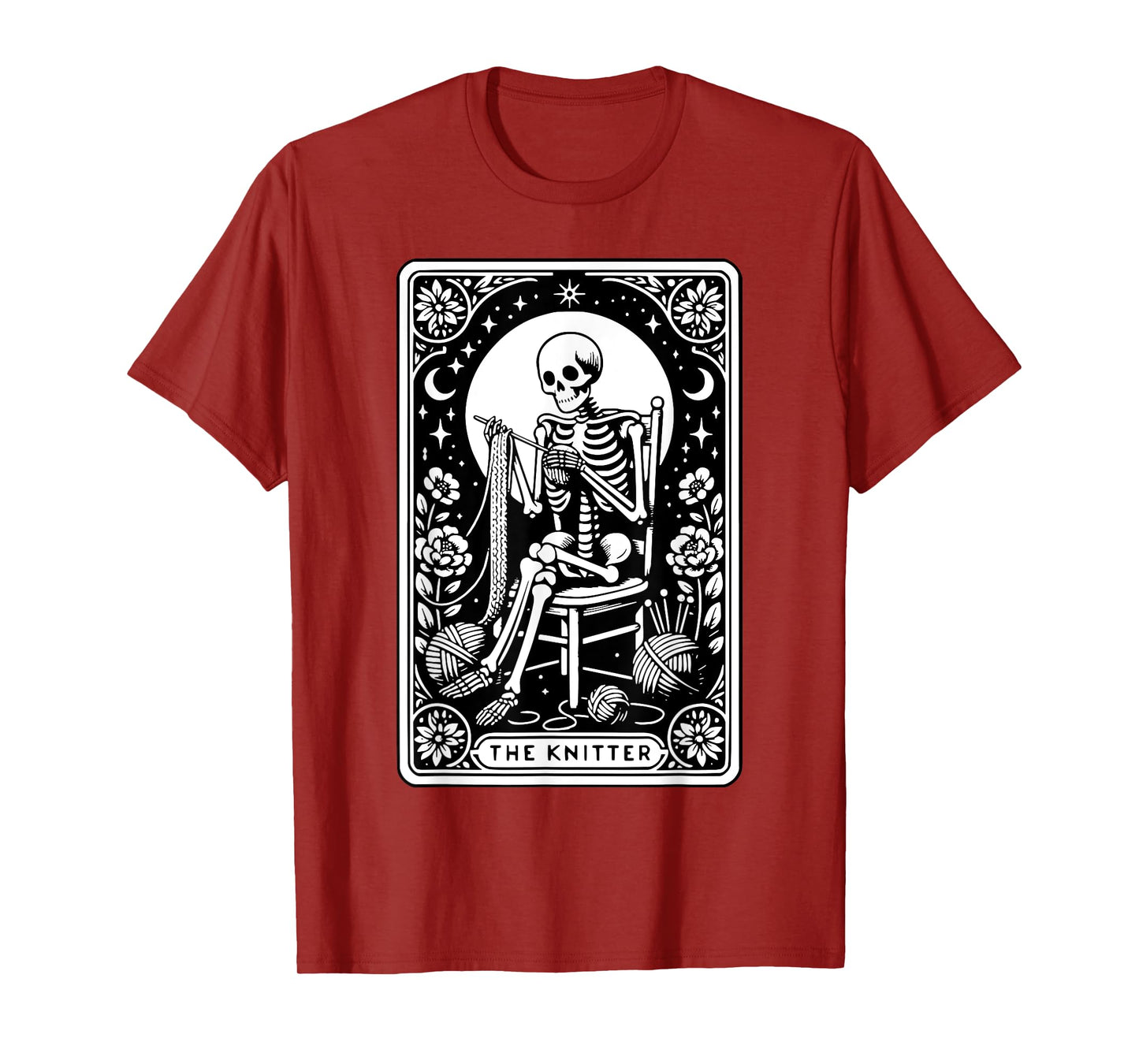 The Knitter Tarot Card Funny Knitting Skeleton Crochet Lover T-Shirt