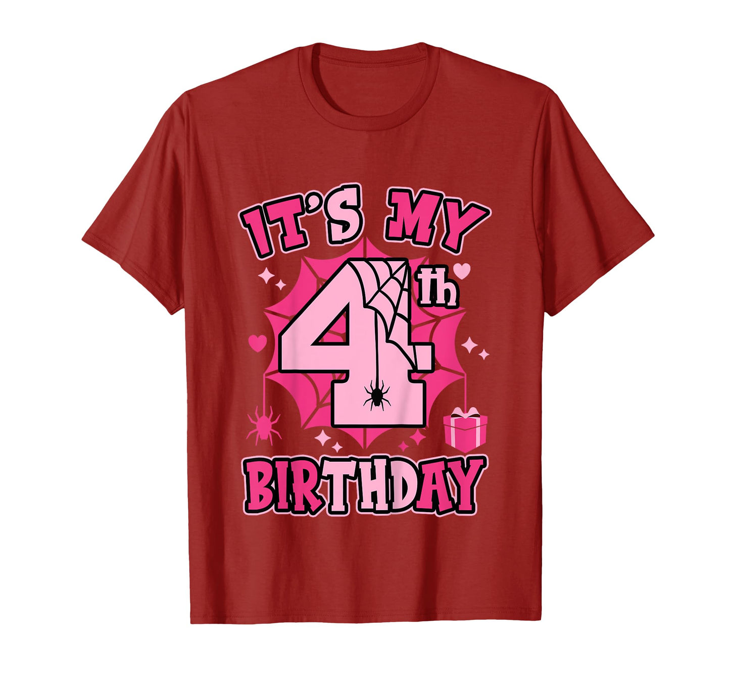 Kids It's My 4th Birthday Spider Girl Costume Party 4 Year Old T-Shirt