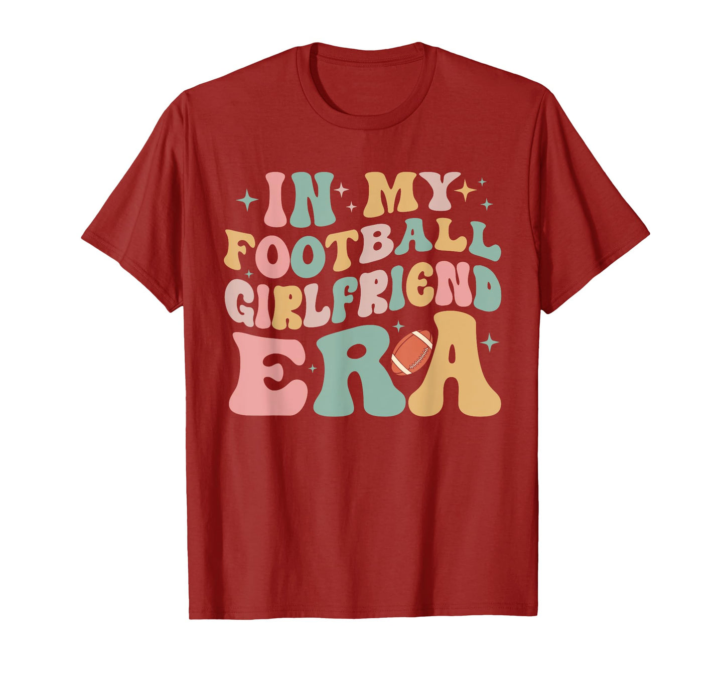 In My Football Girlfriend Era Tee Retro Groovy Football T-Shirt Black, Multicolor Small Unisex-Adults