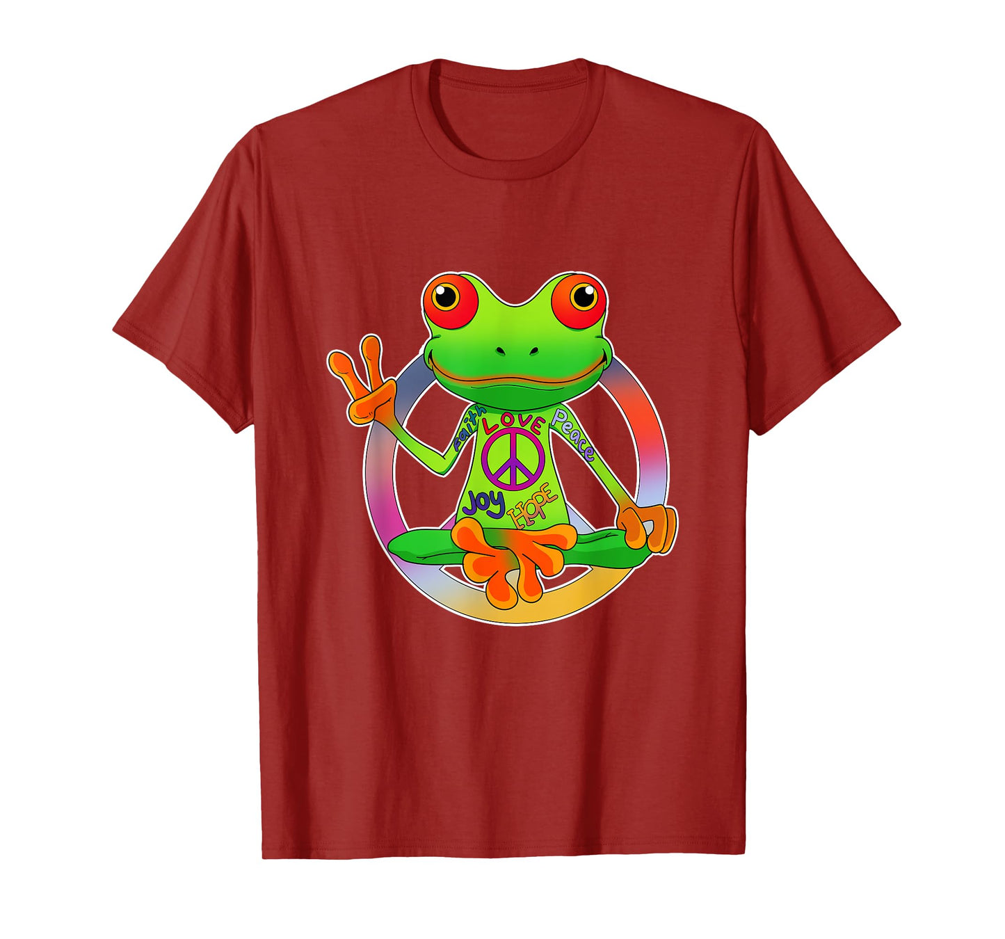 Hippie Frog Peace Sign Yoga Frogs Hippies 70s T-Shirt