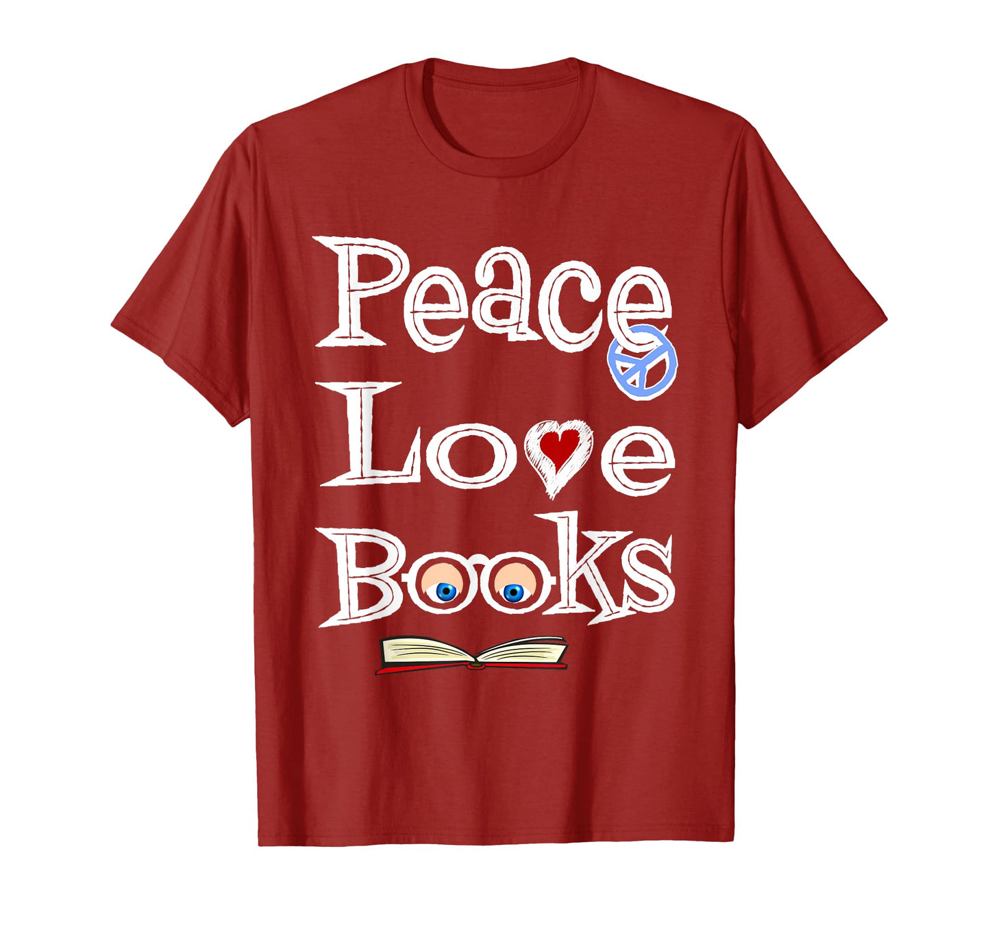 Peace Love Books T-Shirt Geeky Cute Book Nerd Gift