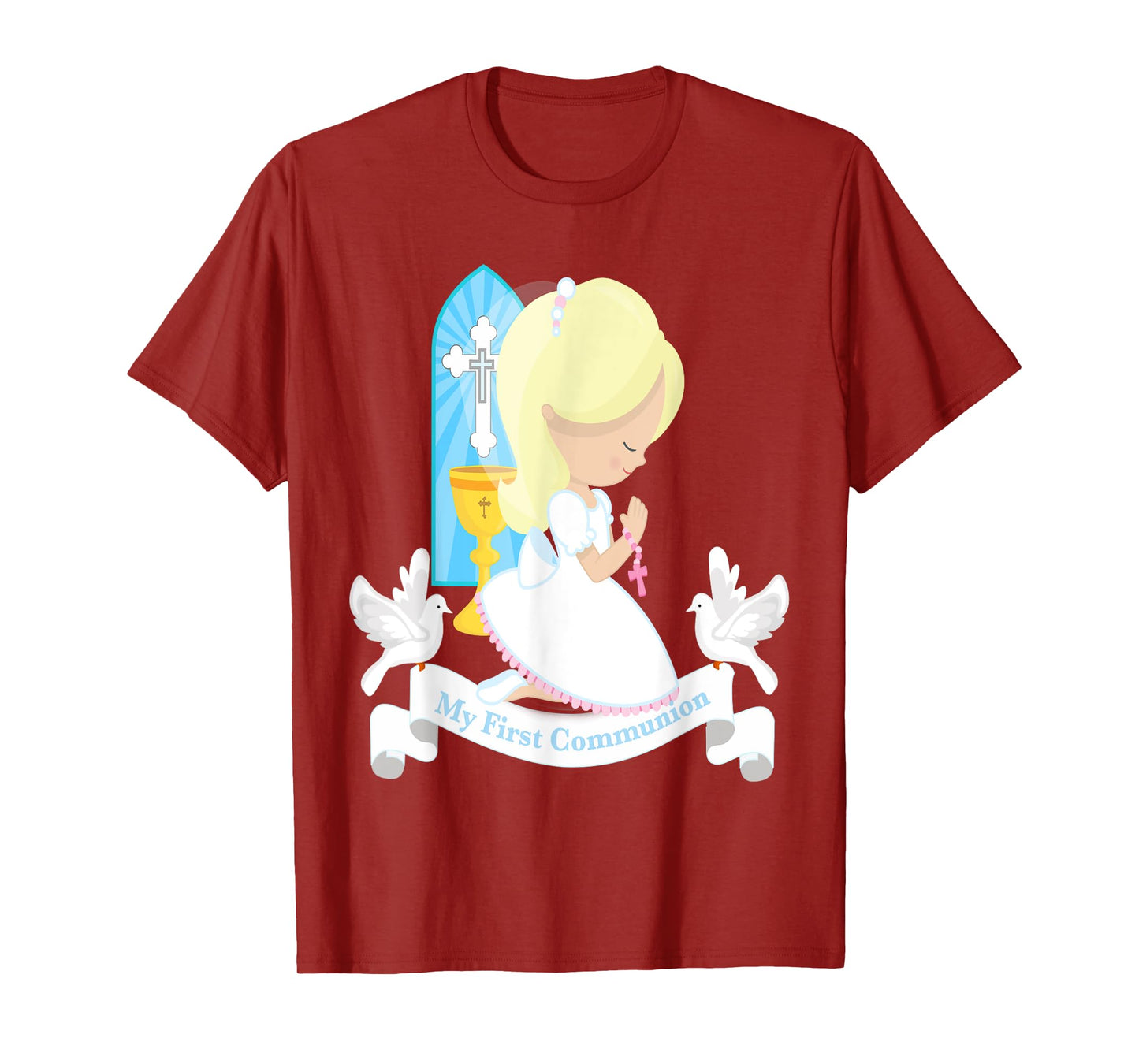 My First Communion Shirt Gift Cute Kids Daughter Girl Blonde T-Shirt