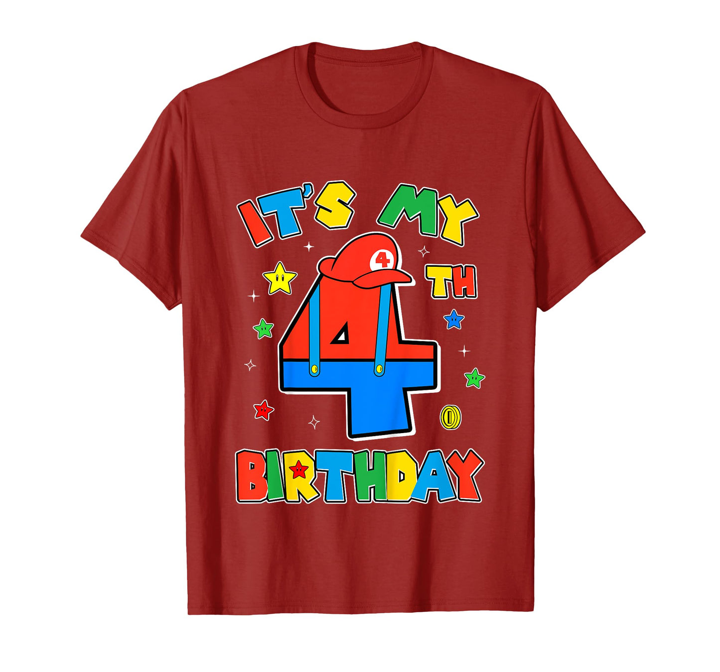Kids 4th Birthday Boy Super Gamer Gaming Theme B-day Party Boys T-Shirt
