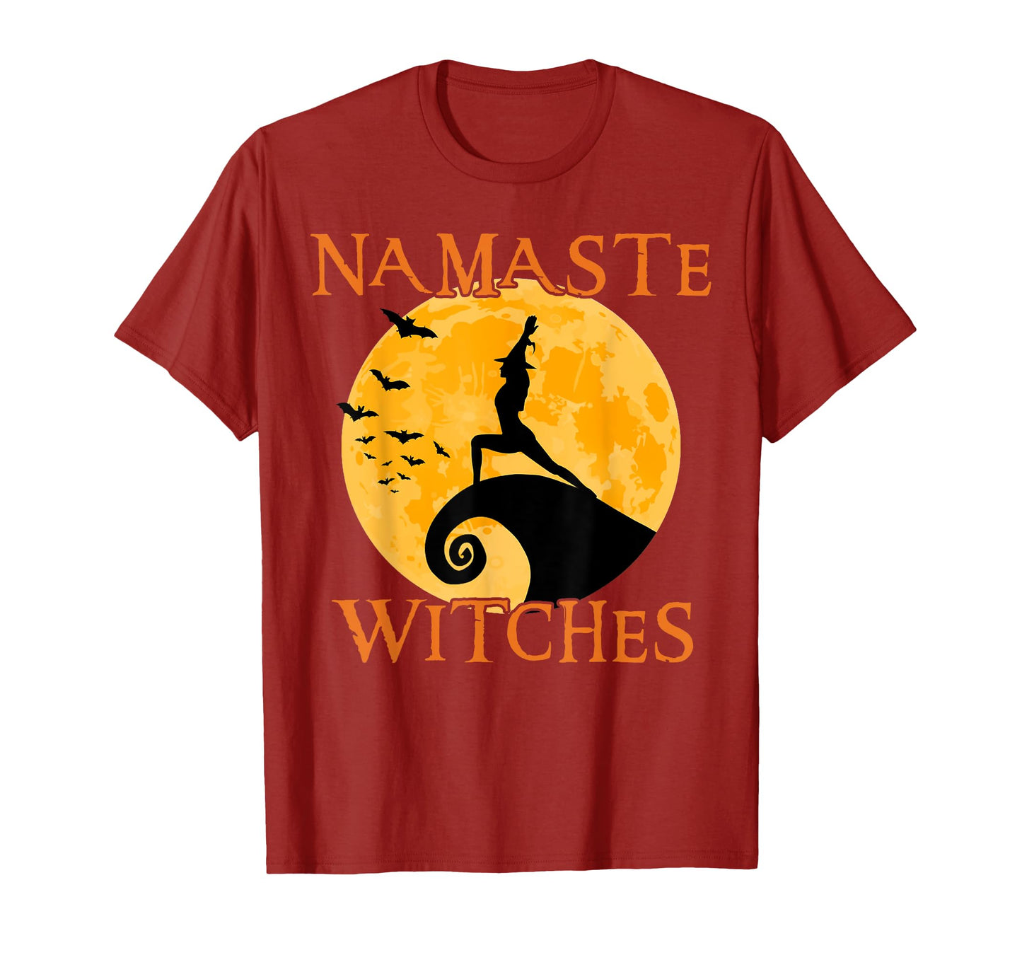 Namaste Witches Yoga Warrior I Pose Halloween Yoga T-Shirt
