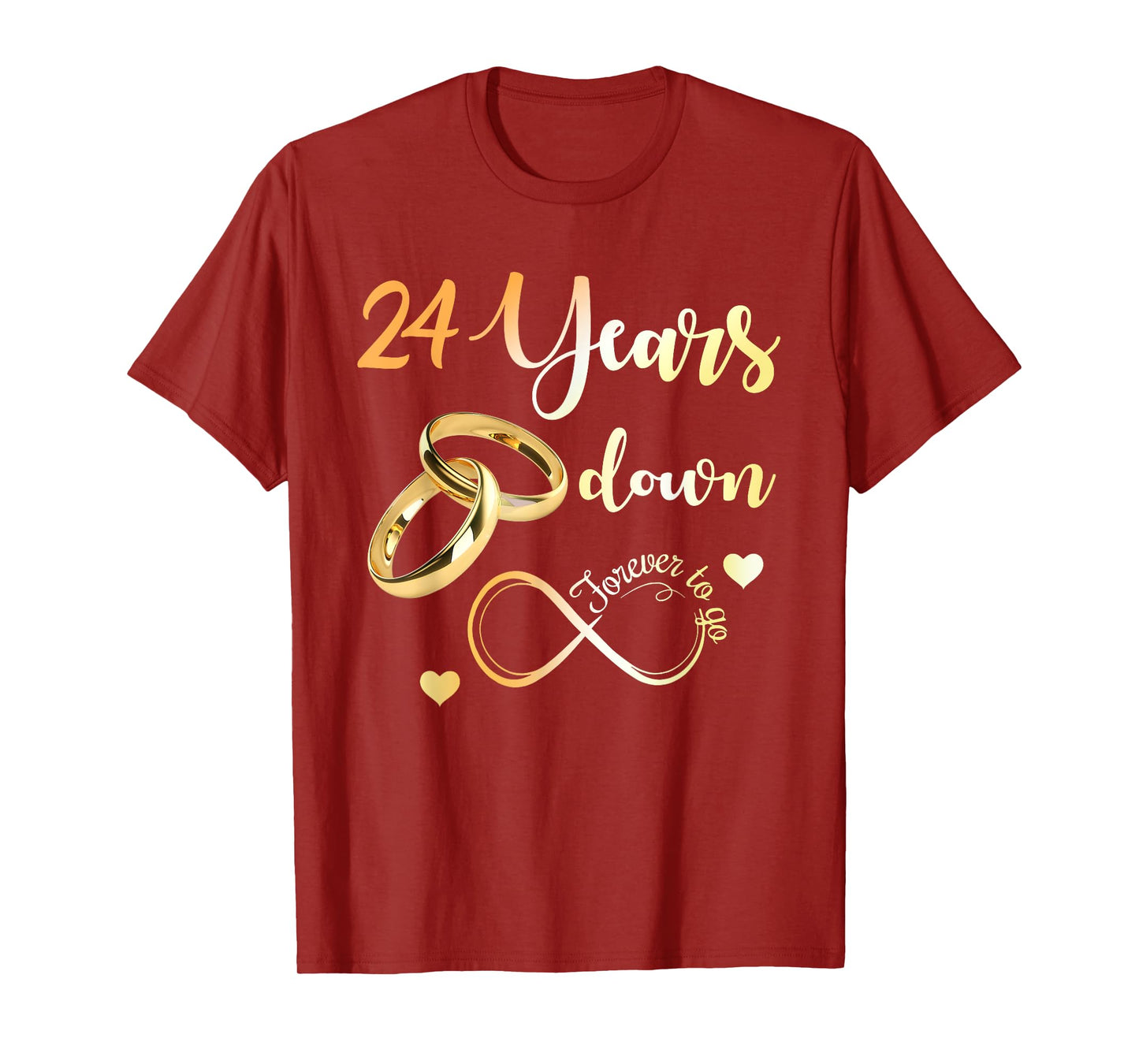 24 Years Down Forever To Go Couple Matching 24th Anniversary T-Shirt