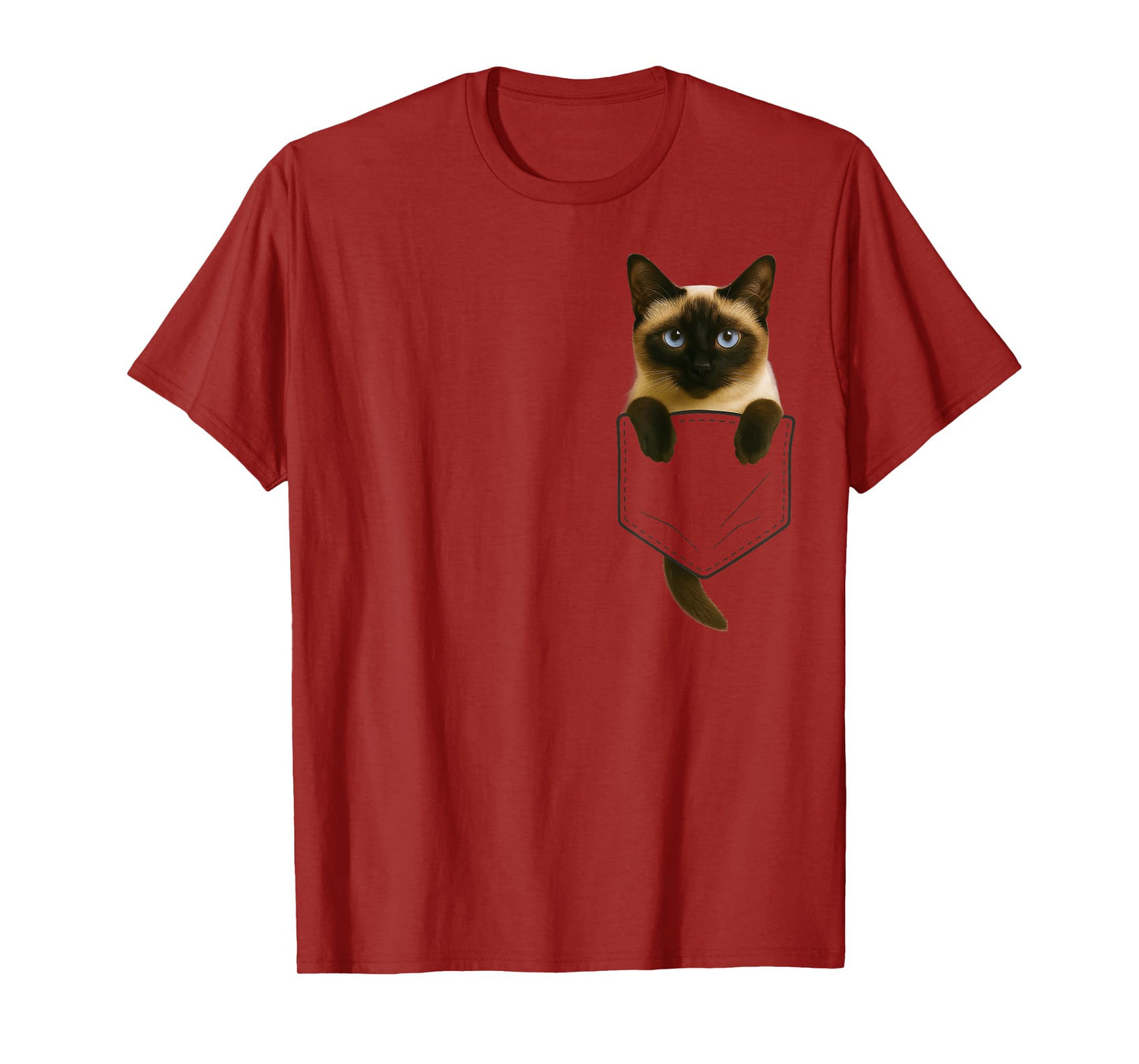 Siamese Cat Pocket Funny Gifts Cat Mom Cat Dad Cat Lover T-Shirt