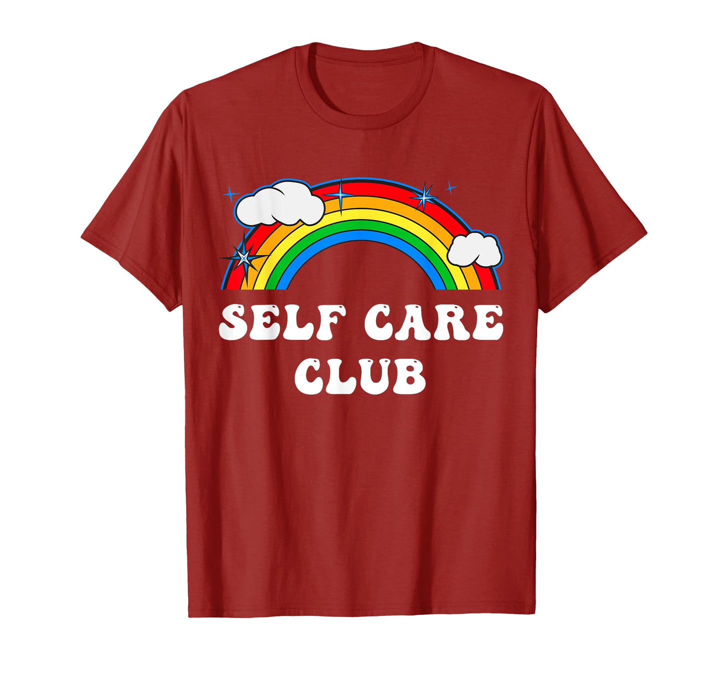 Self Care Club Cute Rainbow Mental Health Yoga Meditation T-Shirt