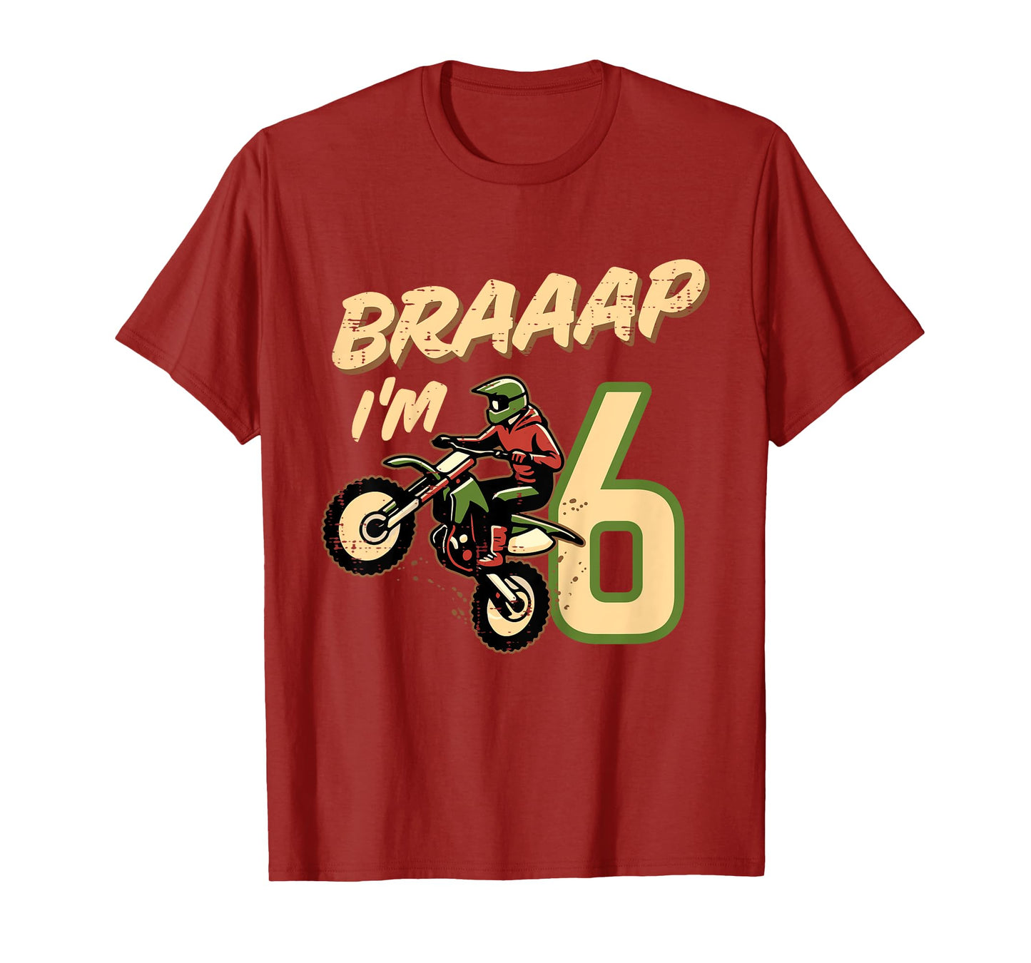 Kids Braaap Im 6 Dirt Bike 6th Birthday Motocross Bday Boys Kids T-Shirt