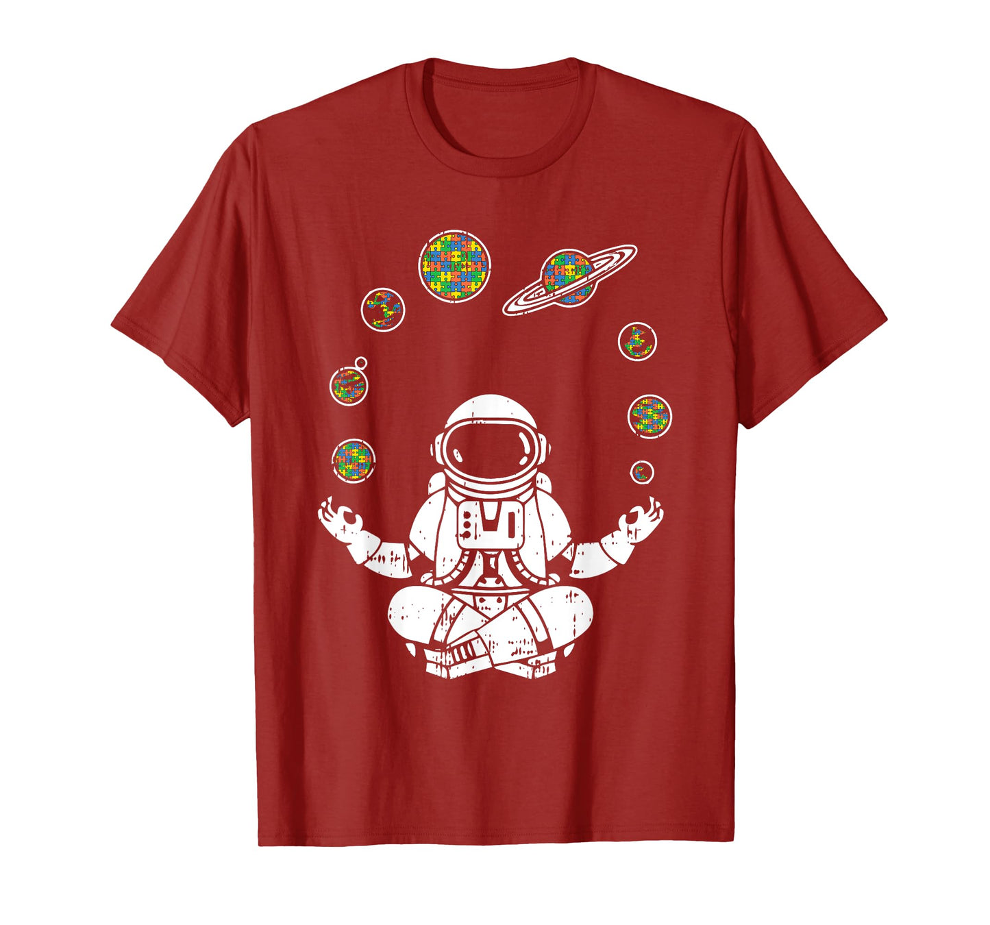 Yoga Astronaut Space Planets Autism Awareness Gifts For Mom T-Shirt