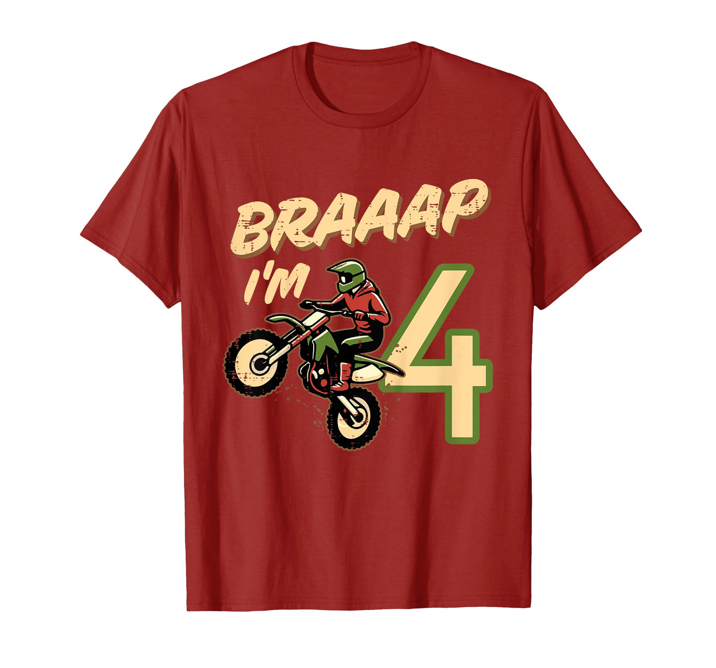 Kids Braaap Im 4 Dirt Bike 4th Birthday Bday Motocross Boys Kids T-Shirt