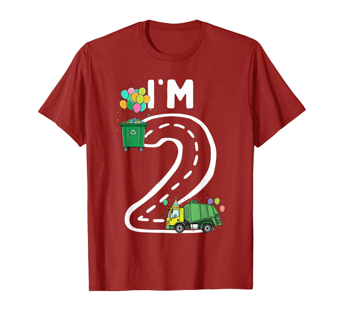 I'm 2 Two Years Old Garbage Truck 2nd Birthday Boy Kids T-Shirt
