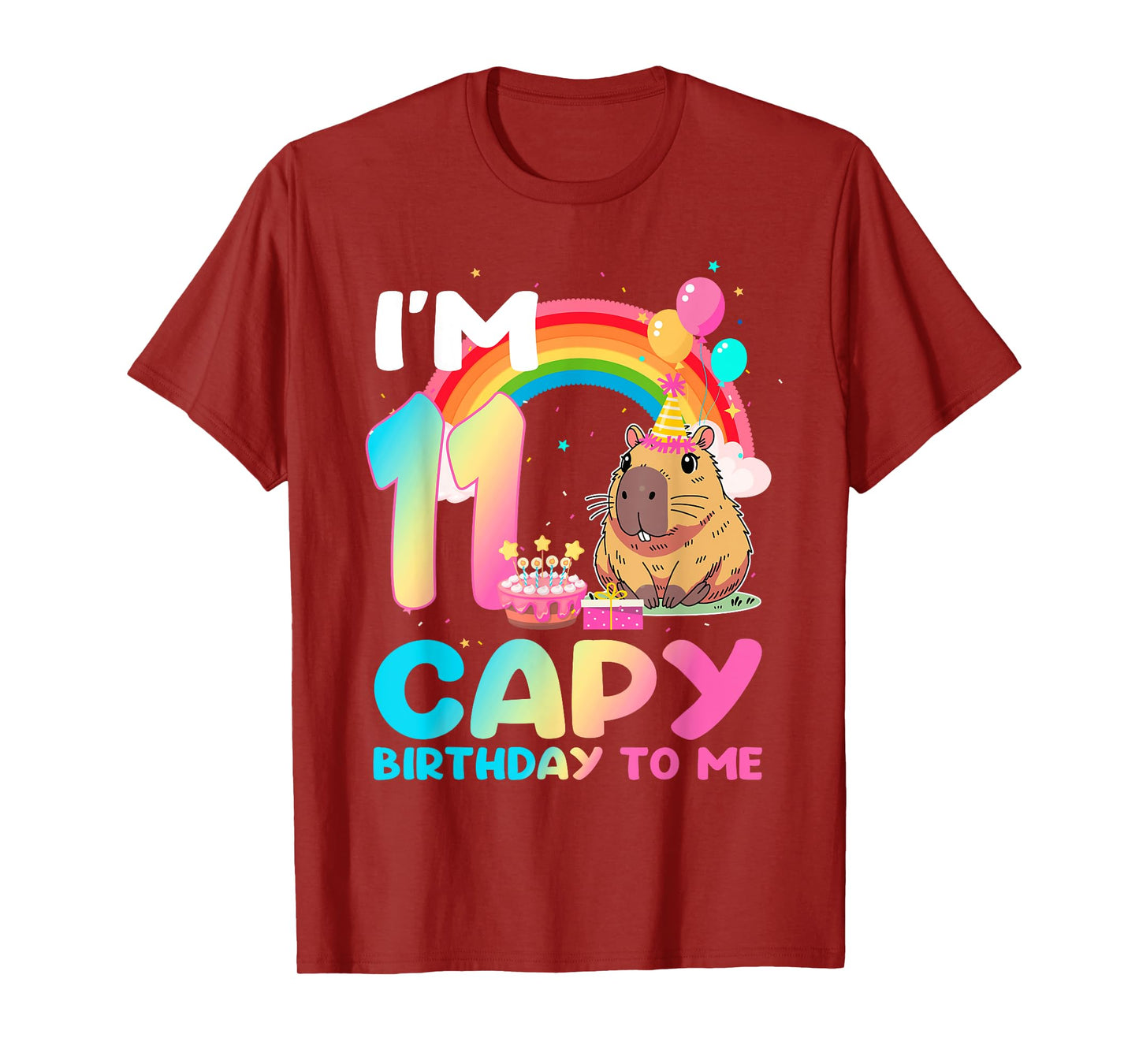 I'm 11 Year Old Capy Happy Birthday To Me 11th Bday Capybara T-Shirt