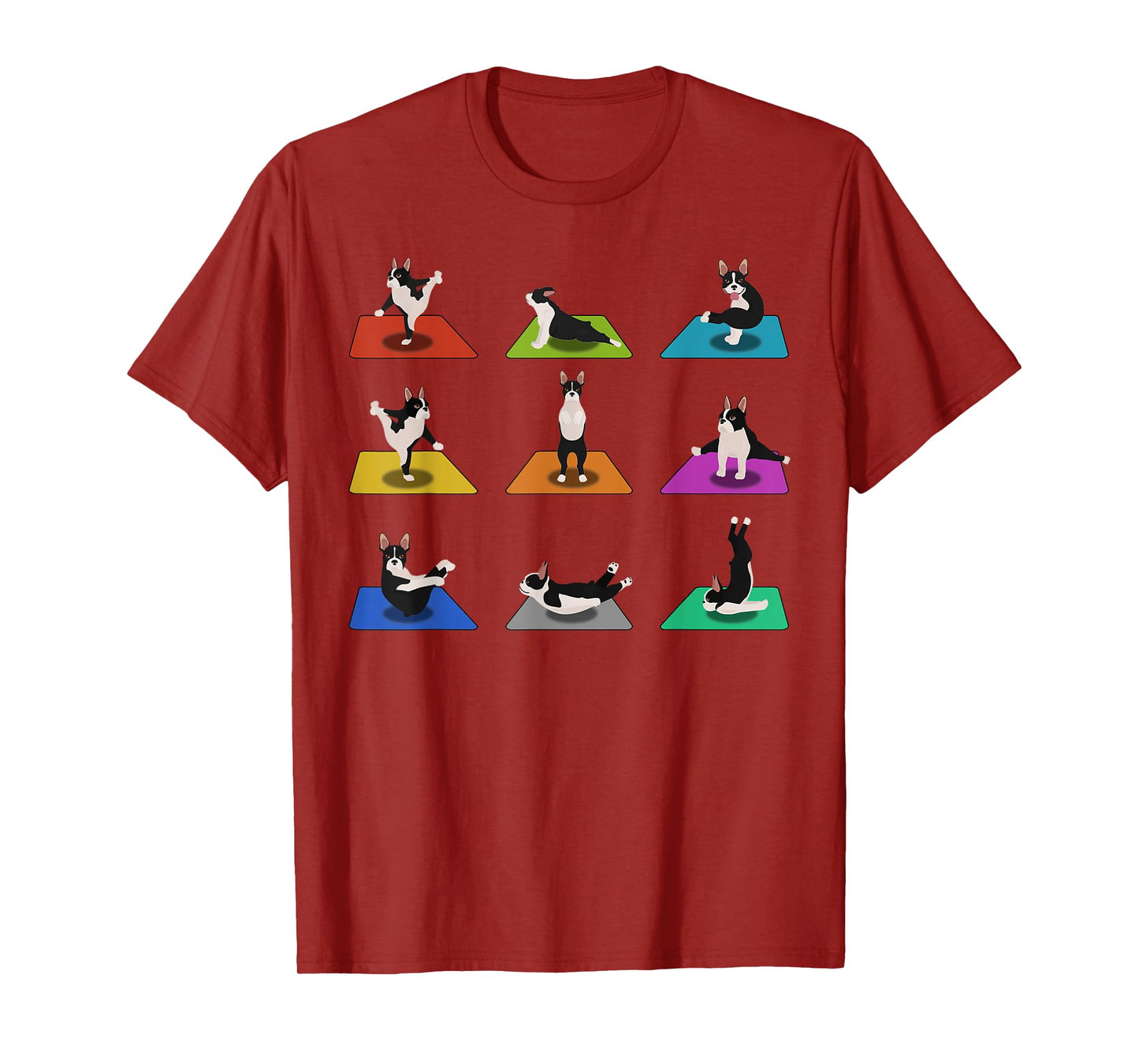 Funny Boston Terriers Yoga Asana Pose and Meditation T-Shirt