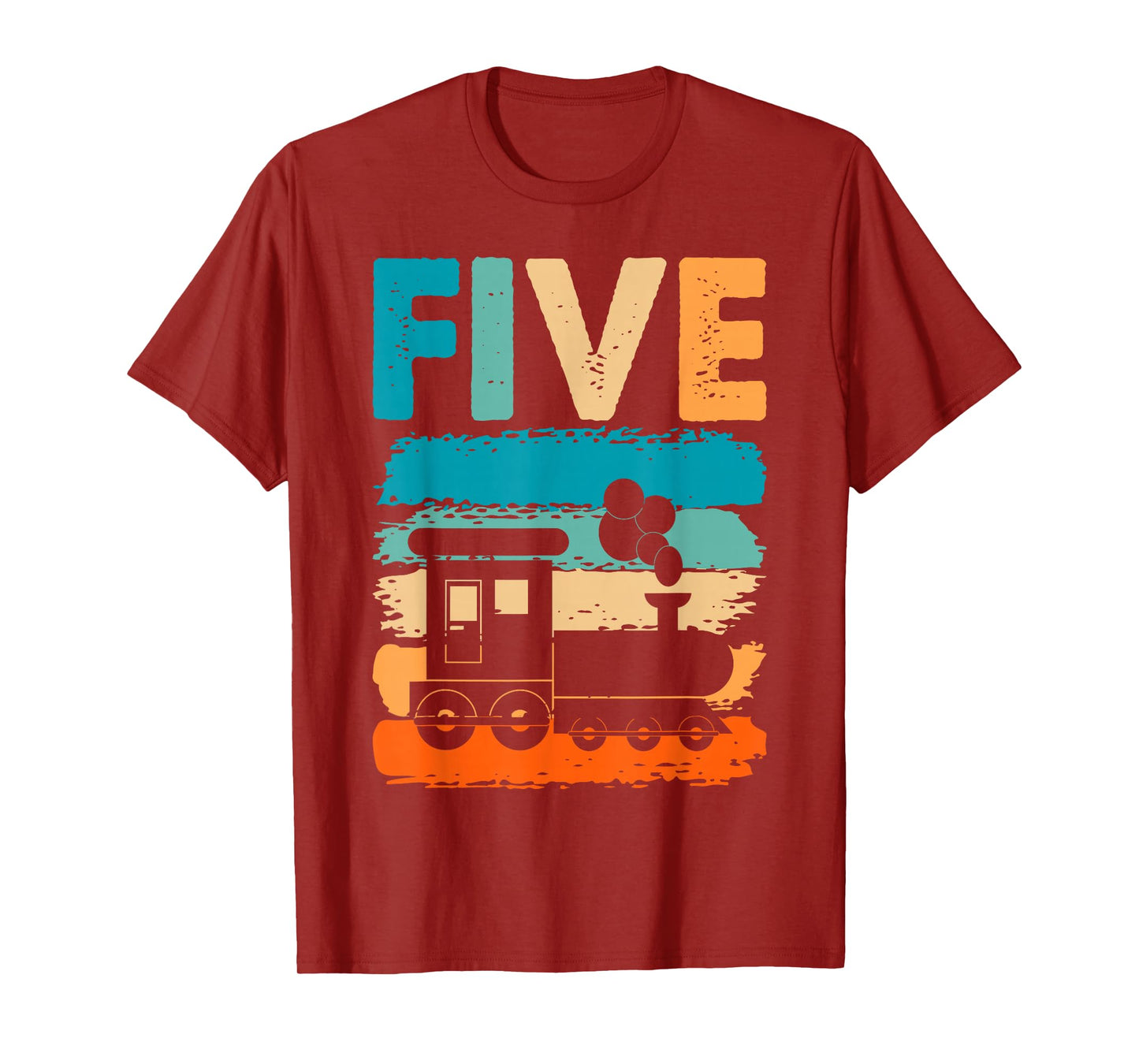 5th Train Birthday 5 Year Old 5yr Boys Girls Birthday Train T-Shirt