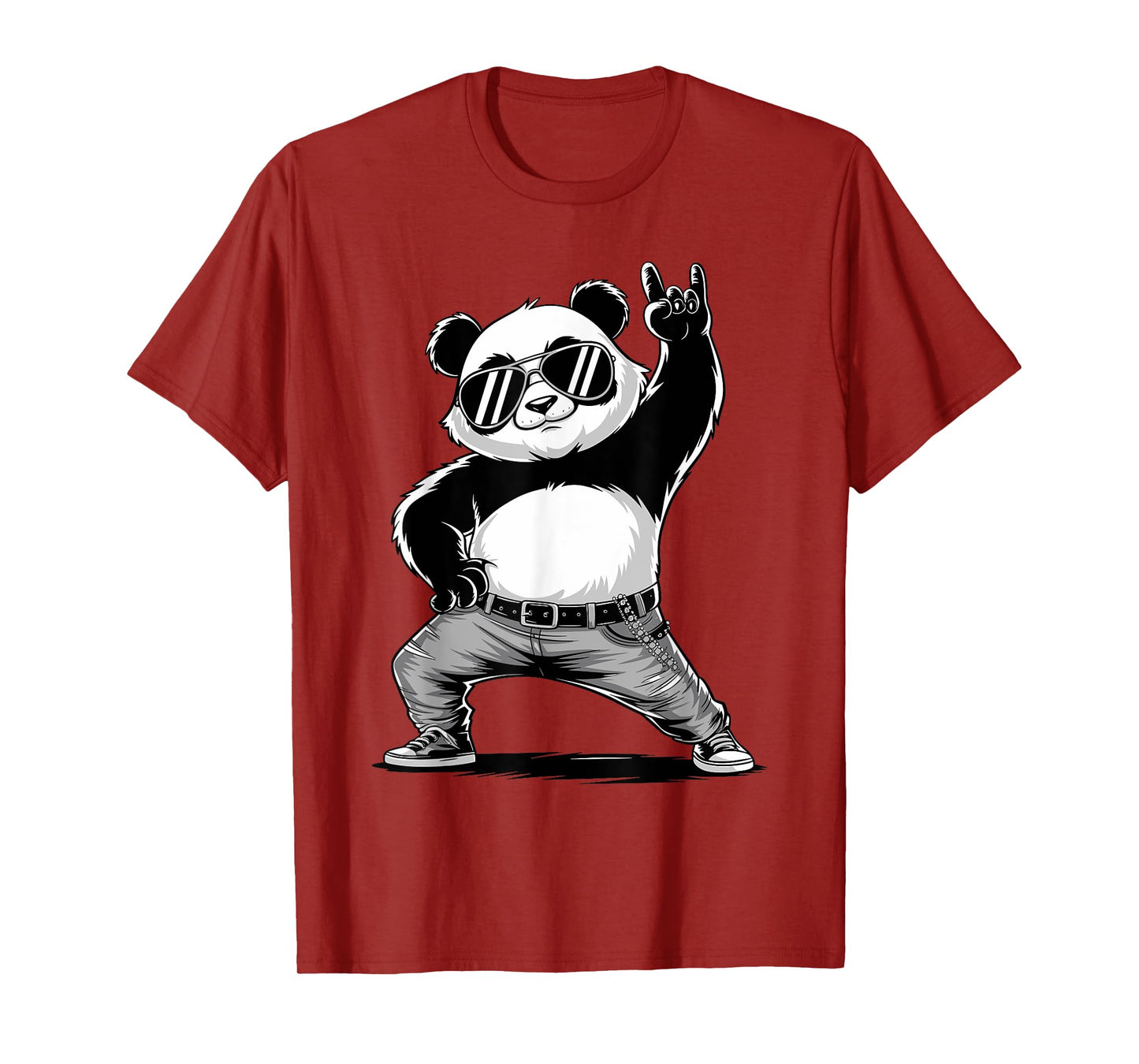 Retro Panda Rock Music Men Kids Women Panda Lover Costume T-Shirt