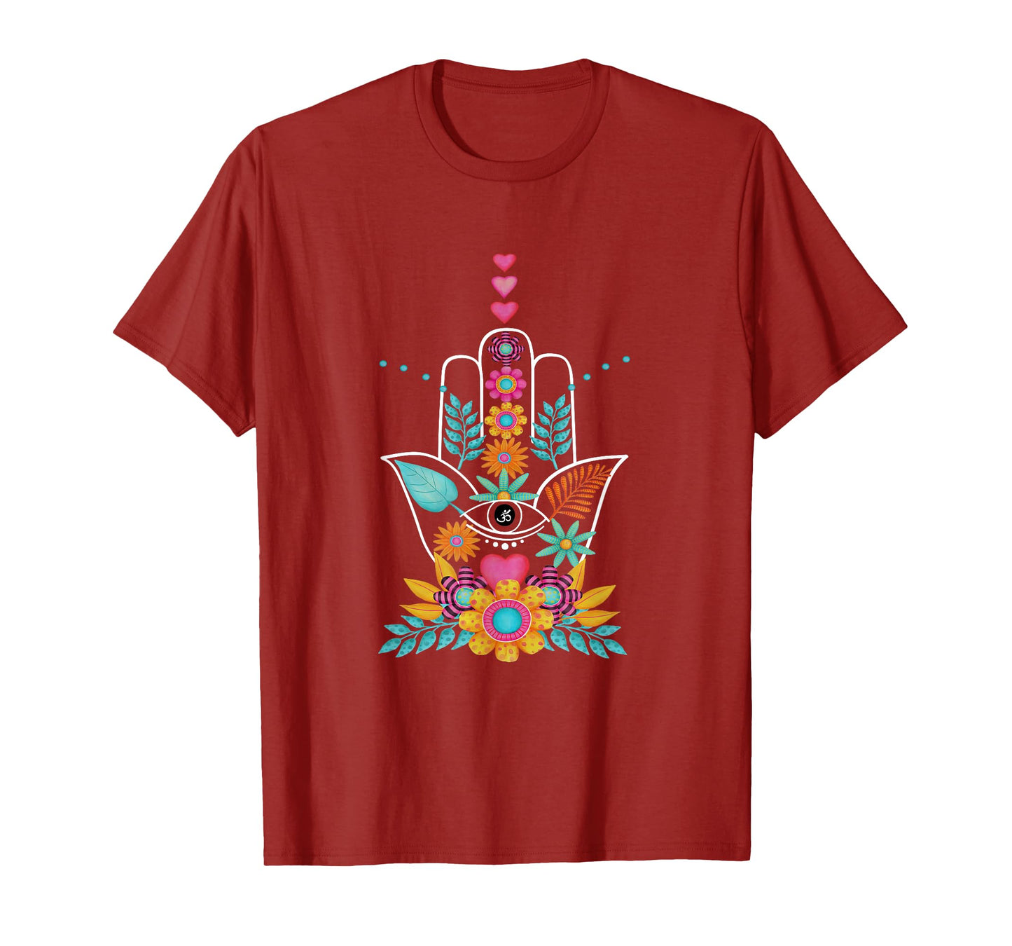 Hamsa Evil Eye Hand Of Fatima Flowers Protection Symbol Gift T-Shirt